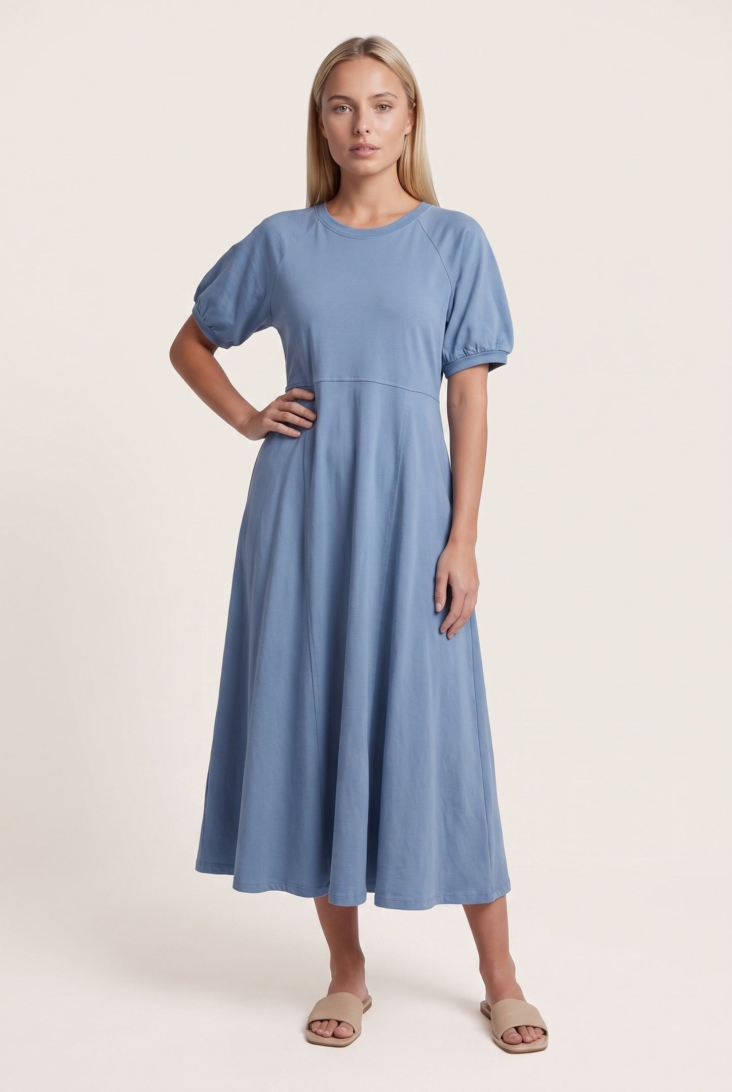 Zuzanne Dames Maxi Jurk | Pofmouwen | Wijde Pijpen