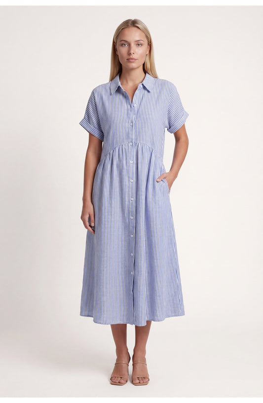Océane Women's Midi Dress | Striped | Short Sleeves