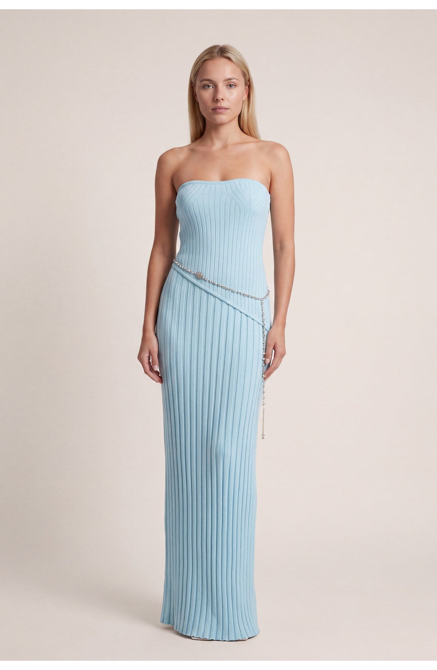 Dames Maxi Jurk | Strapless | Gelaagde Franje