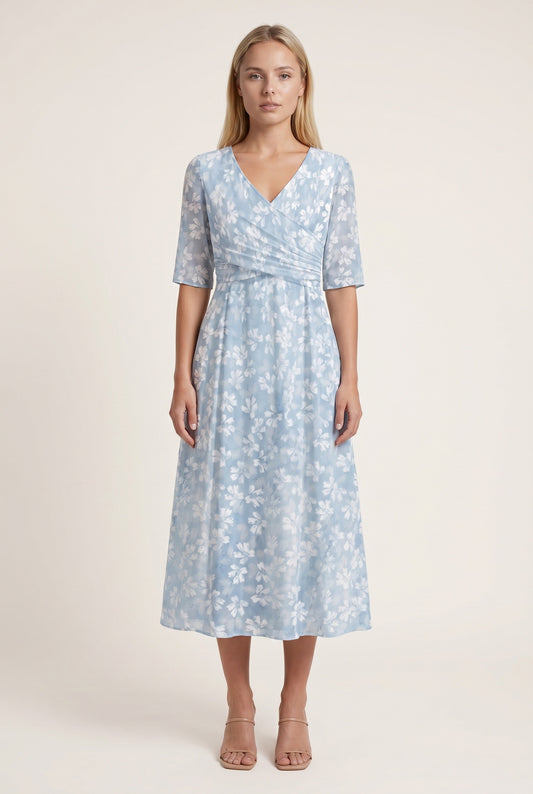 Dames Midi Jurk | V-Hals | Bloemenprint