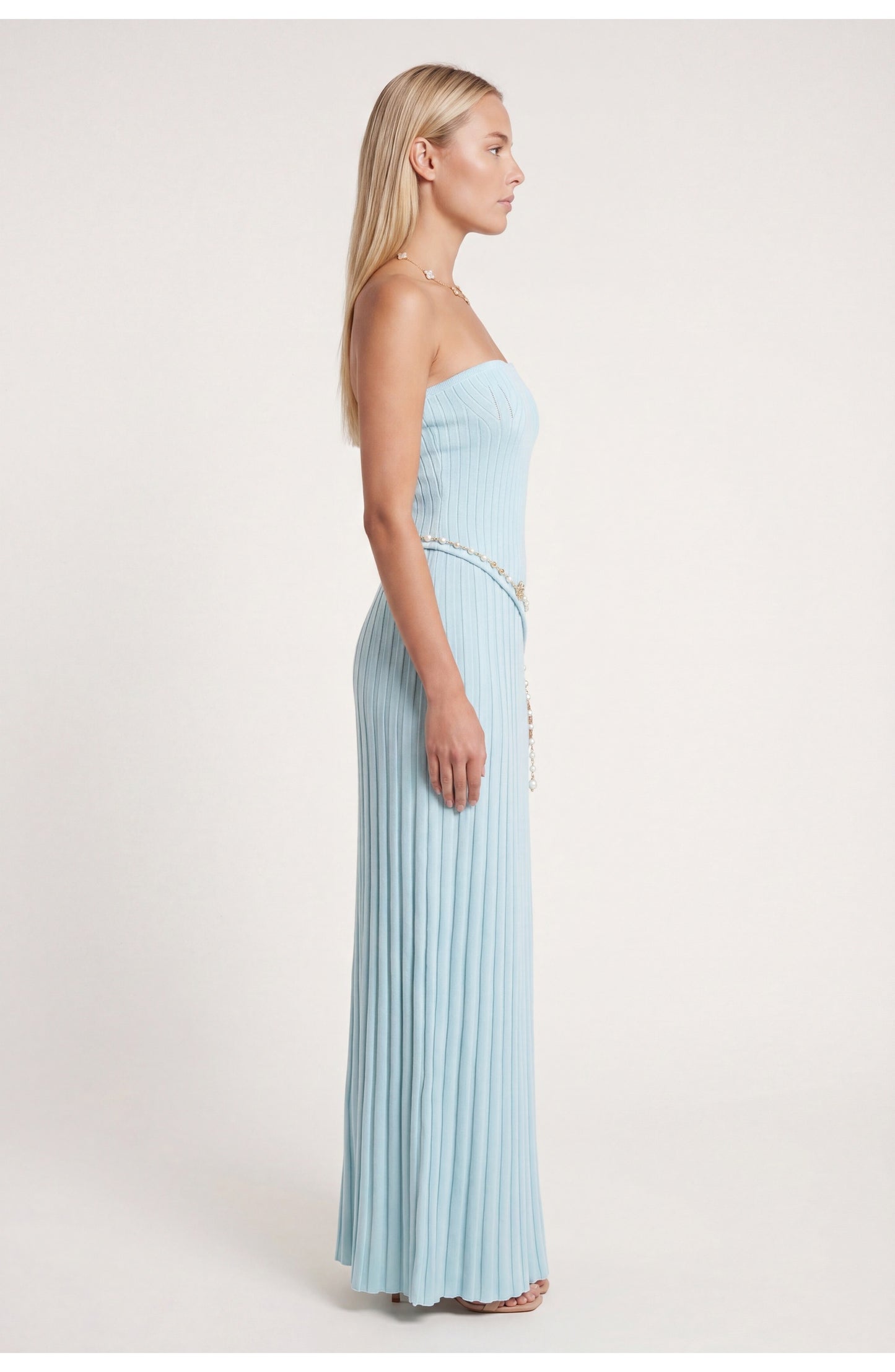 Dames Maxi Jurk | Strapless | Gelaagde Franje