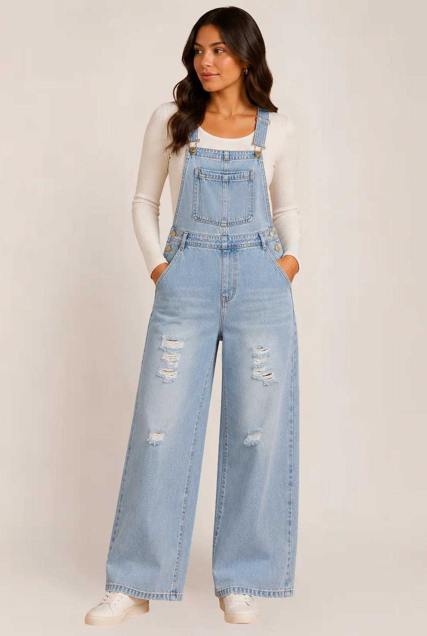 Rachelle Dames Jumpsuit | Wijde Pijpen | Gescheurde Details