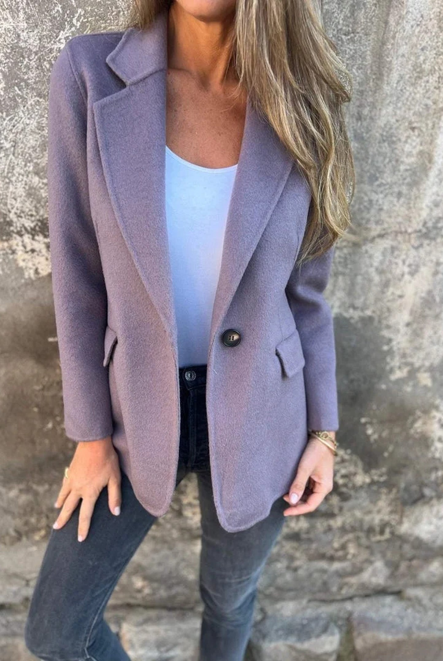 Bianca Dames Jas | Revers Kraag | Enkele Knoop