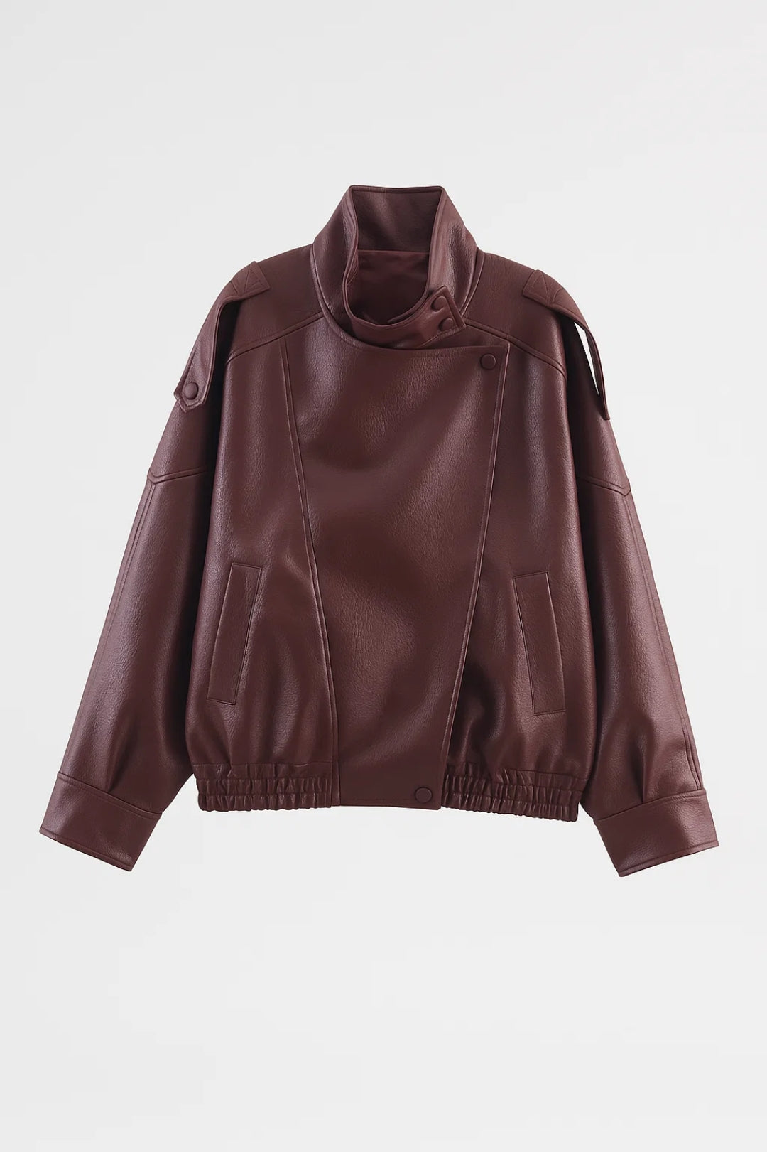 Livia Dames Jas | Oversized | Hoge Kraag | Asymmetrisch Design 1