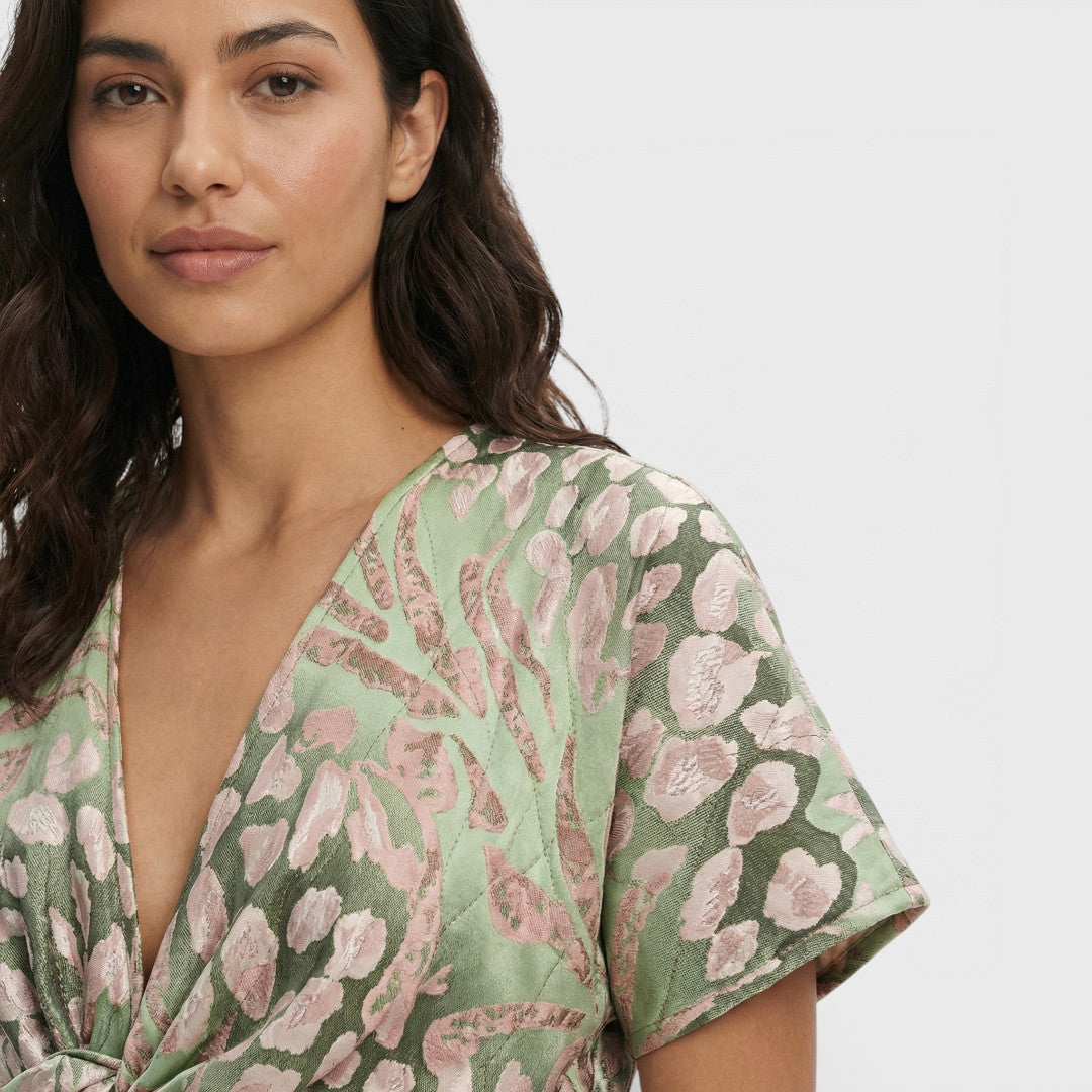 Livia Dames Jurken Zomer | Lange Snit | V-hals | Gekruist Detail 2