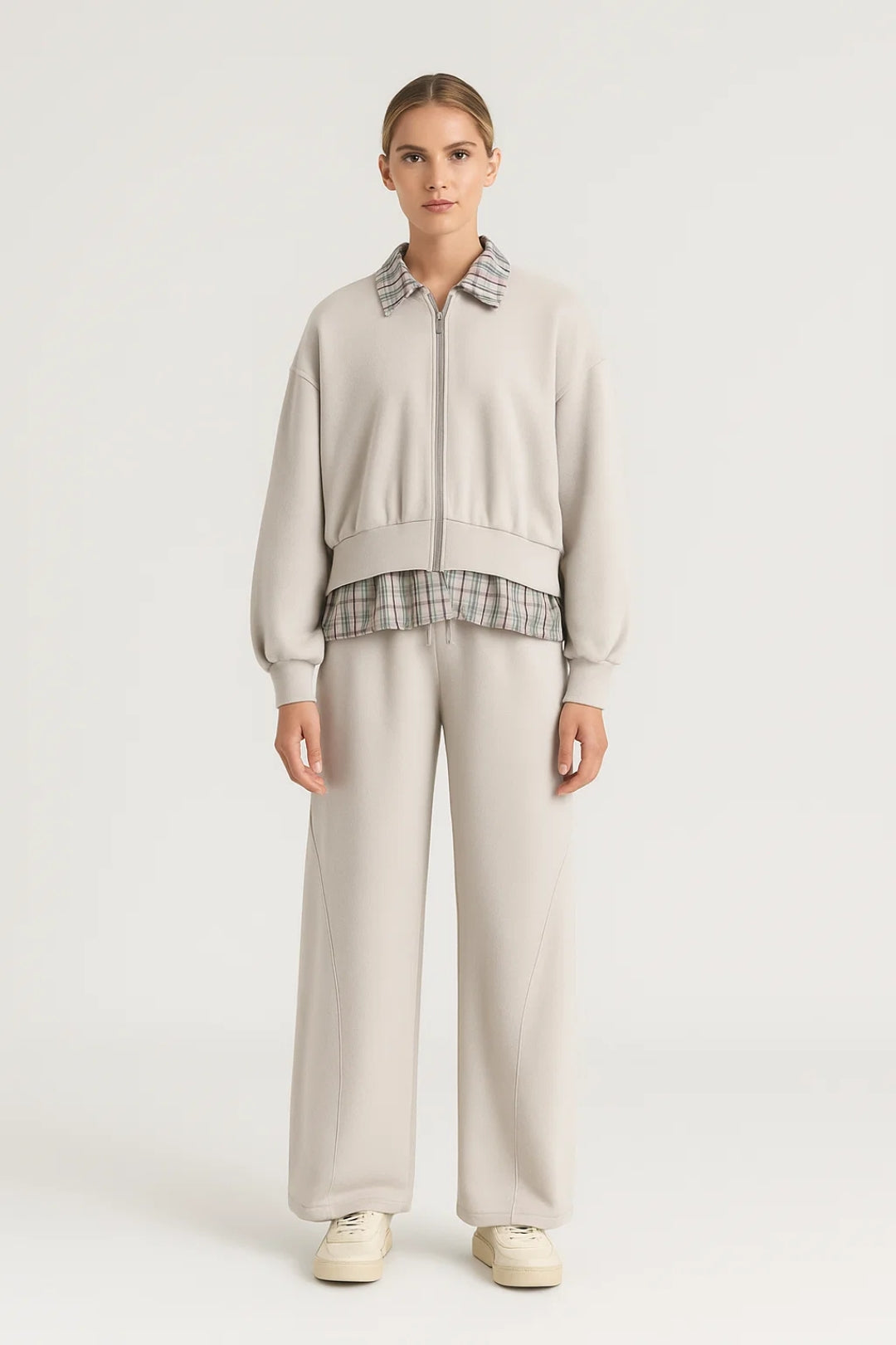 Livia Dames Set | Ontspannen Pasvorm | Met Ruitdetail | Comfortabele Broek 0