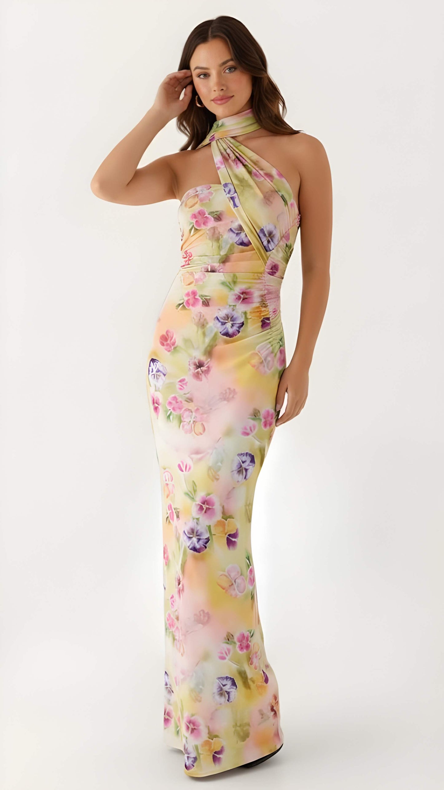 Livia Lange Jurk Dames | Halterlijn | Vloeiend Silhouet | Lichtgewicht Materiaal 7