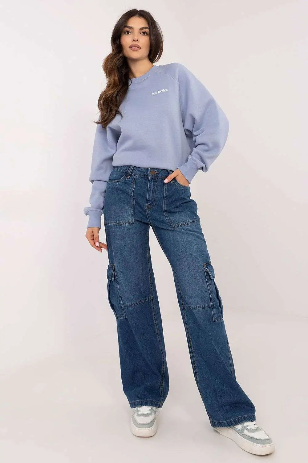 Luciana Dames Jeans | Gemiddelde Taillehoogte | Rechte Pijpen | Cargozakken 0