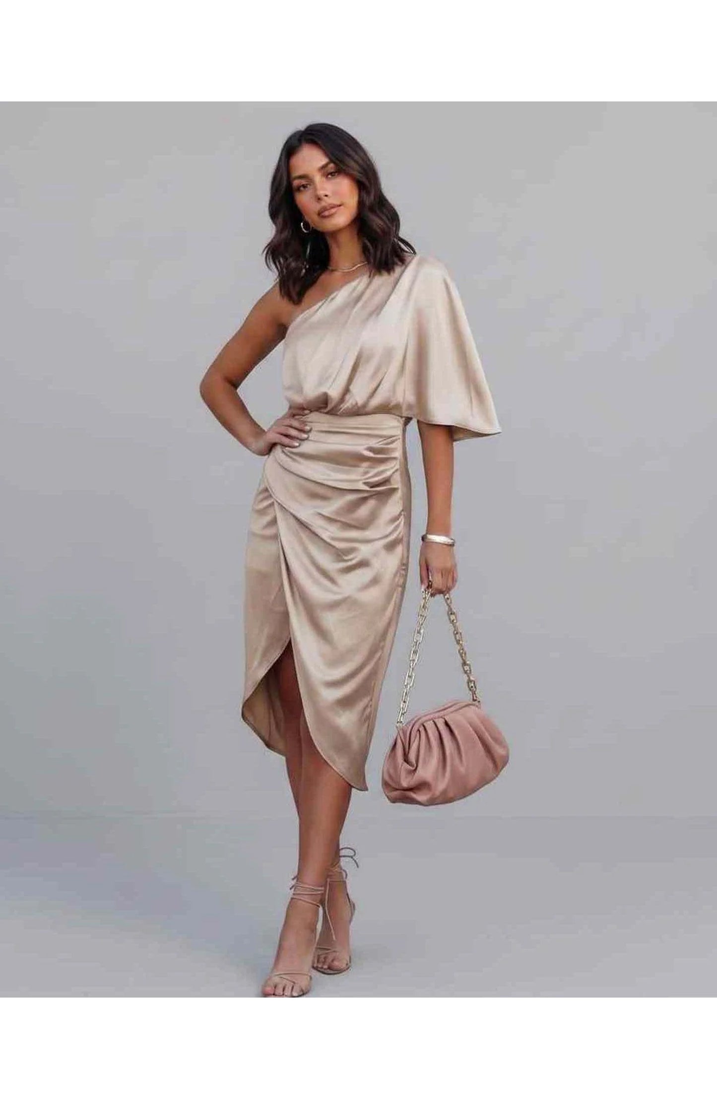 Marguerite Women's Midi Dress | One Shoulder | Layered Fringe