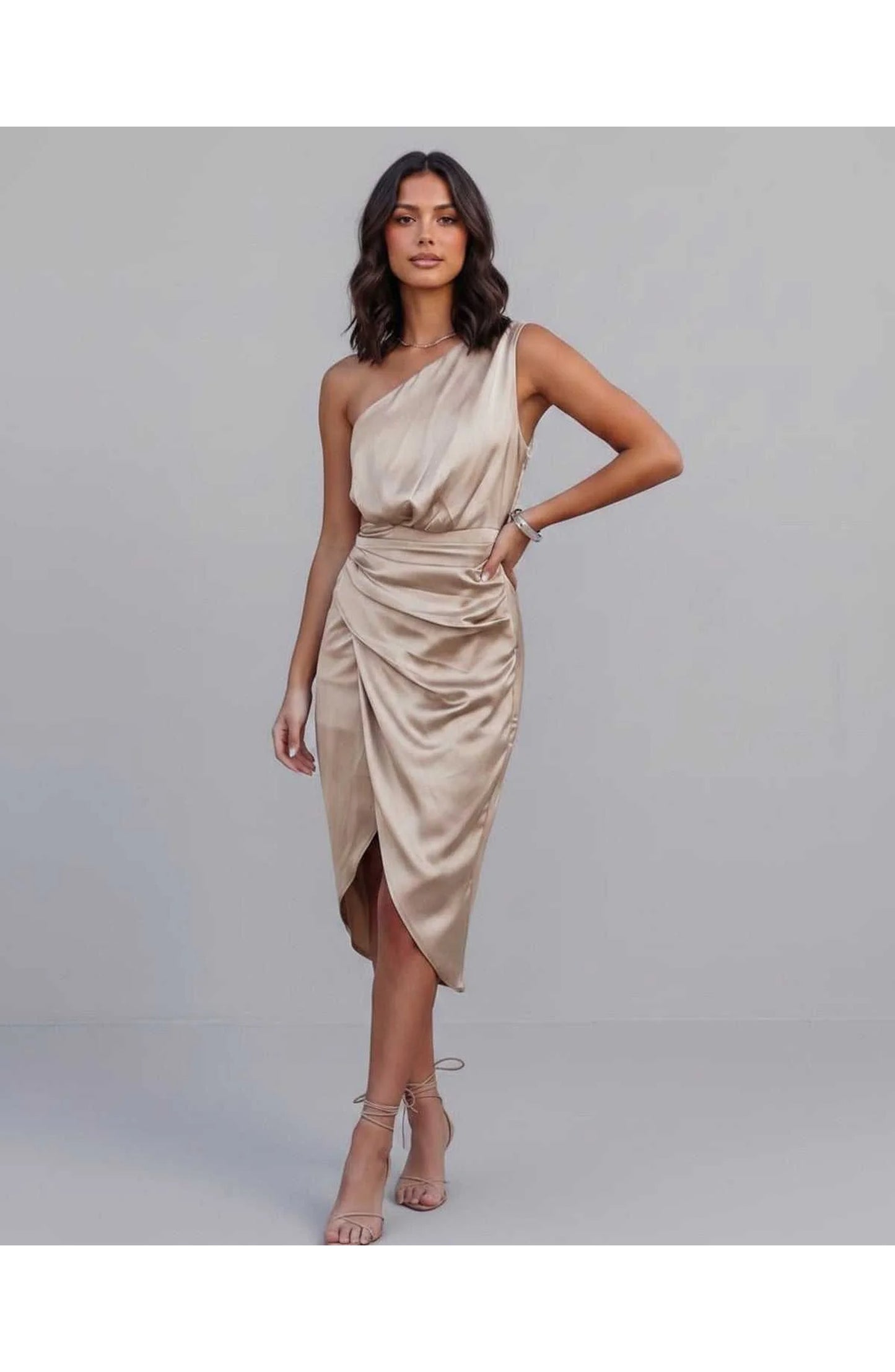 Marguerite Women's Midi Dress | One Shoulder | Layered Fringe