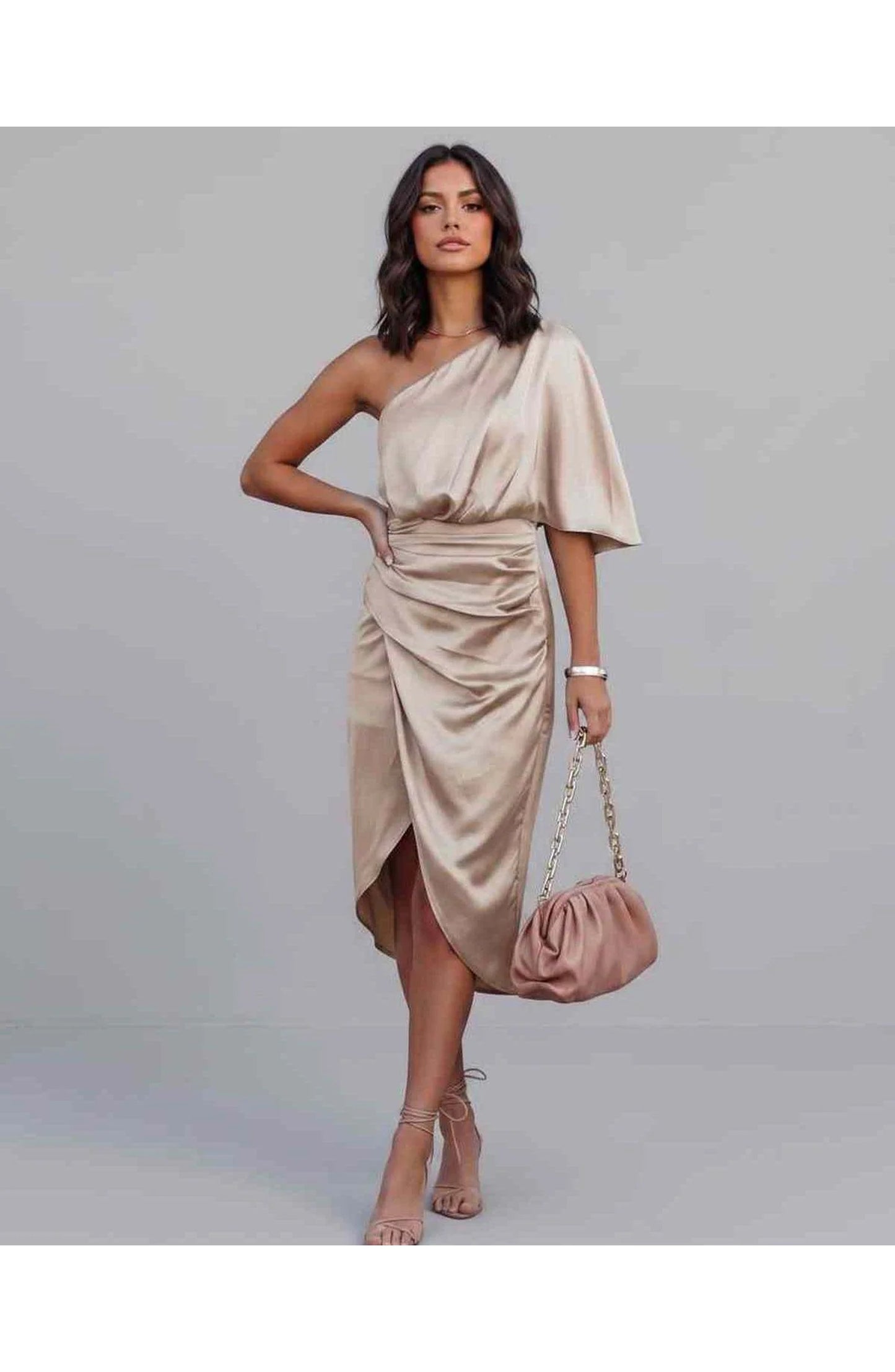 Marguerite Women's Midi Dress | One Shoulder | Layered Fringe