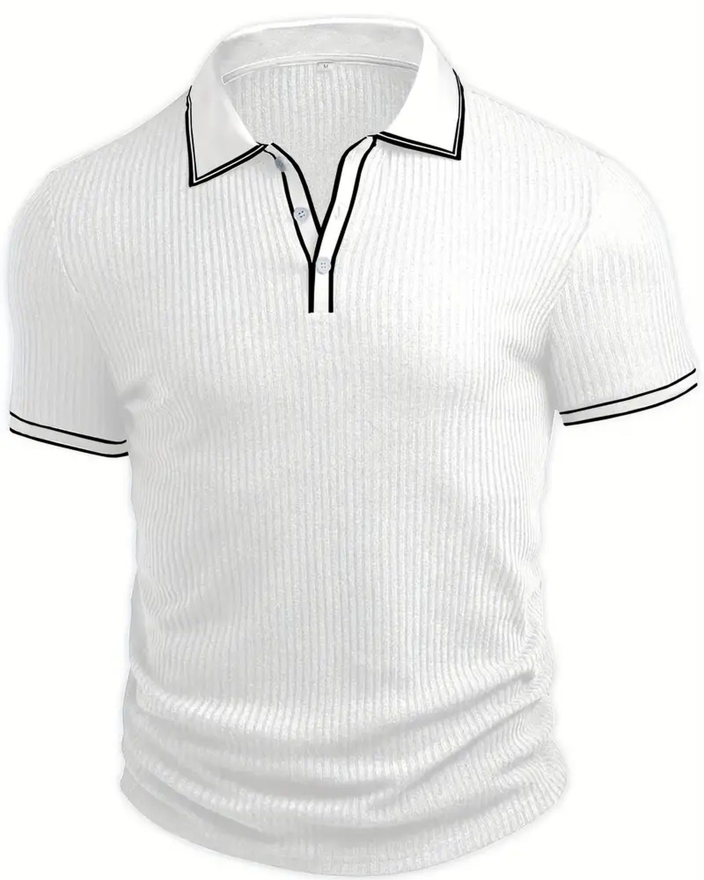 Graziano Heren Polo Shirt | Geribbelde Textuur | Contrasterende Boordafwerking