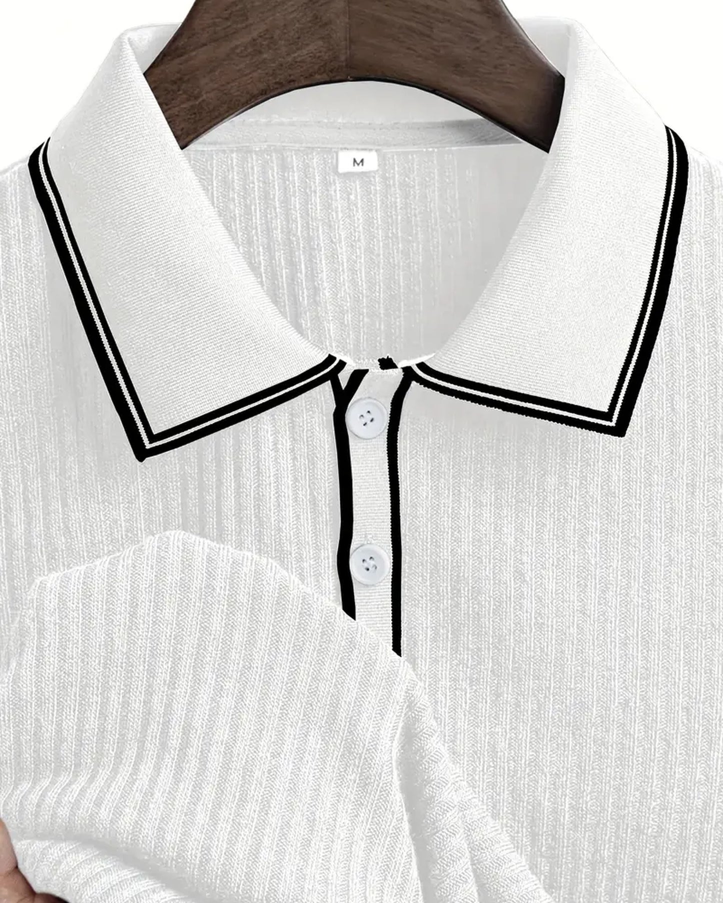 Graziano Heren Polo Shirt | Geribbelde Textuur | Contrasterende Boordafwerking