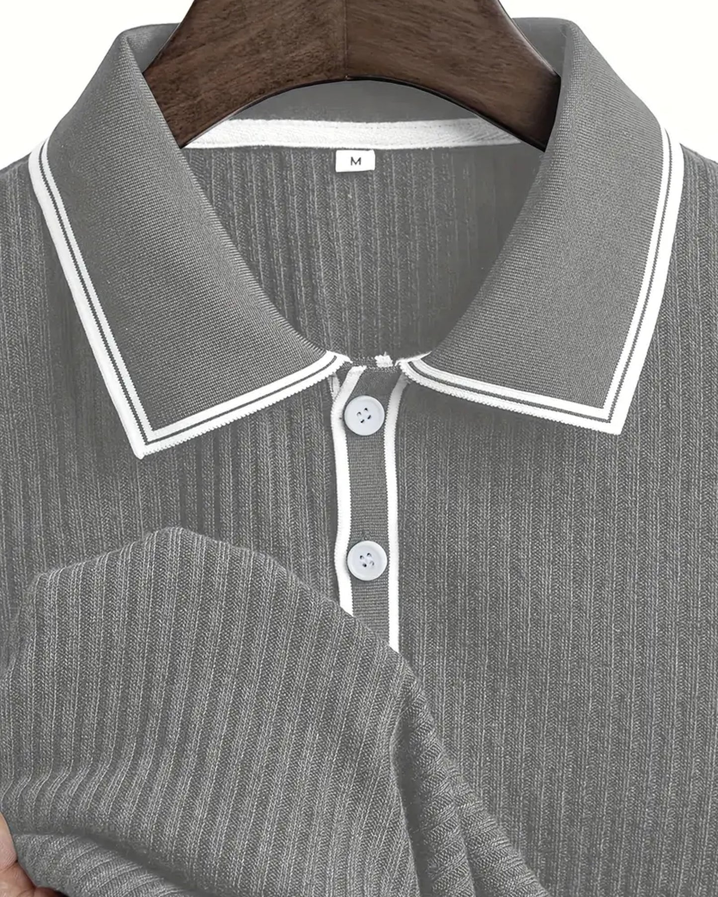 Graziano Heren Polo Shirt | Geribbelde Textuur | Contrasterende Boordafwerking