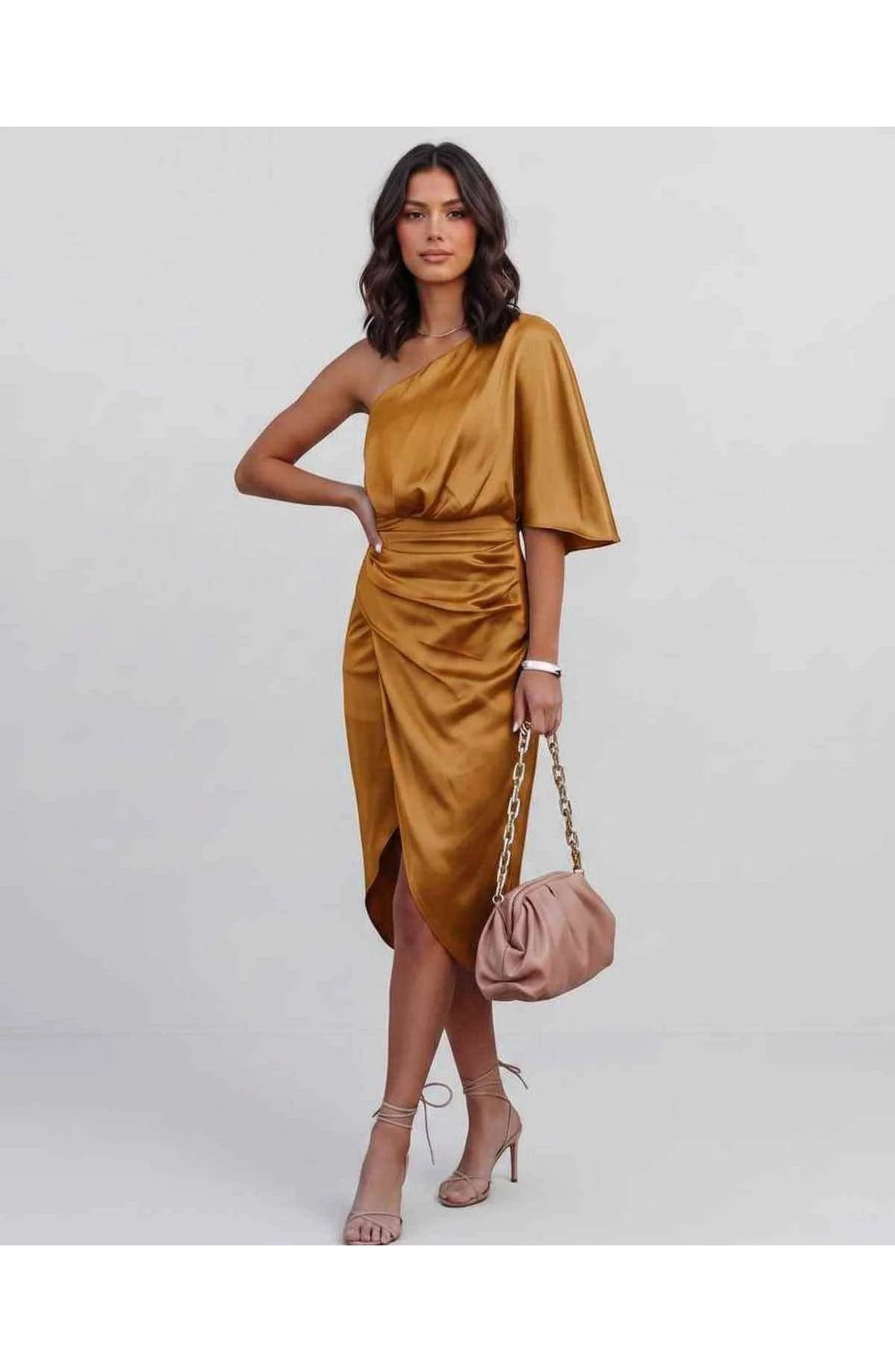 Marguerite Women's Midi Dress | One Shoulder | Layered Fringe