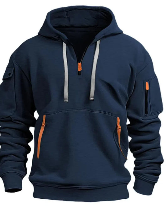 Corrado Heren Hoodie | Cargo-Zakken | Halve Ritssluiting