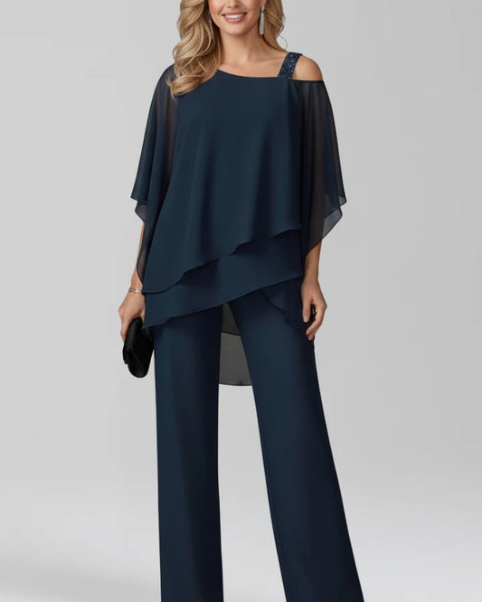 Aglaé Dames Jumpsuit | Cold-Shoulder Detail | Asymmetrische Overlay