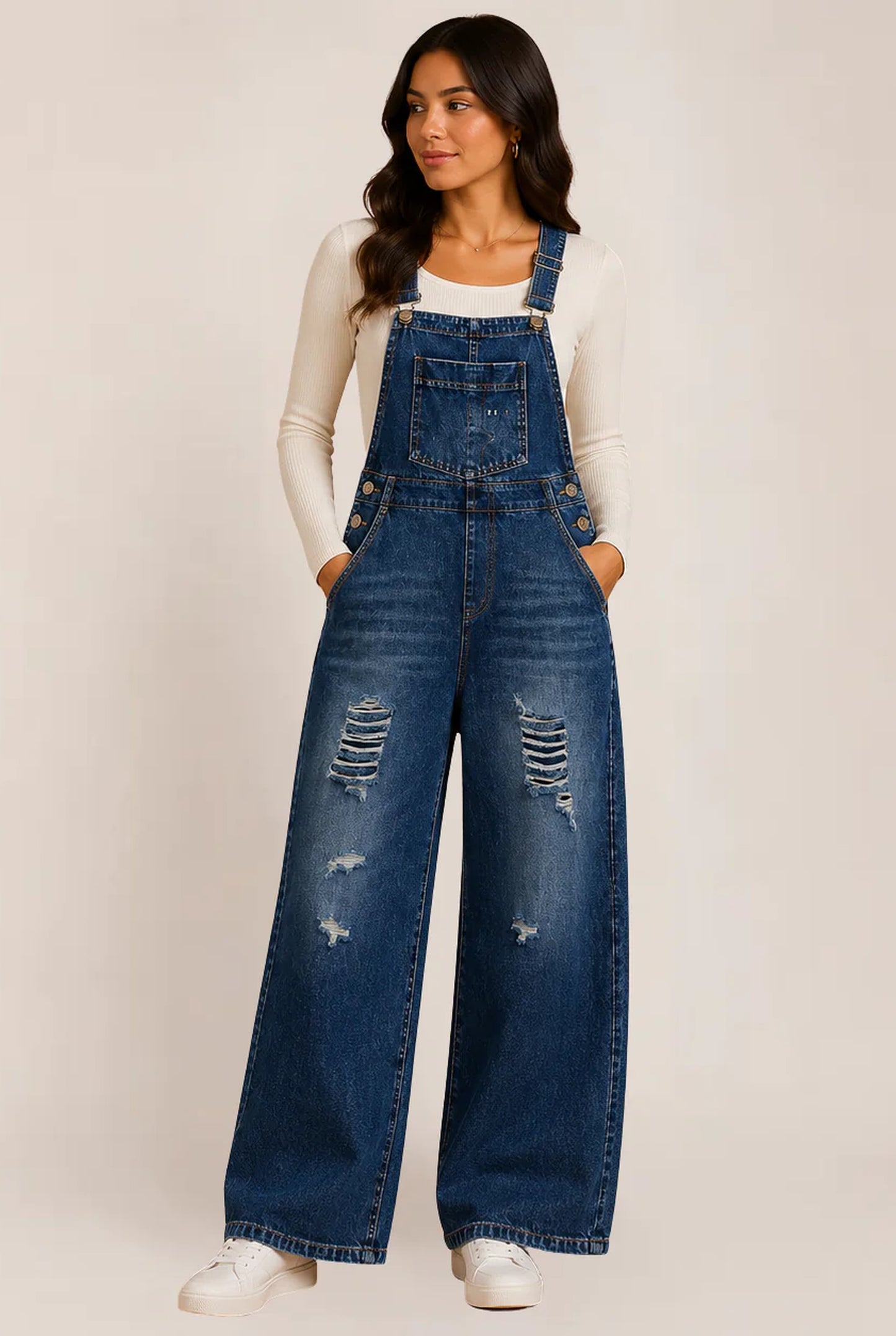 Rachelle Dames Jumpsuit | Wijde Pijpen | Gescheurde Details