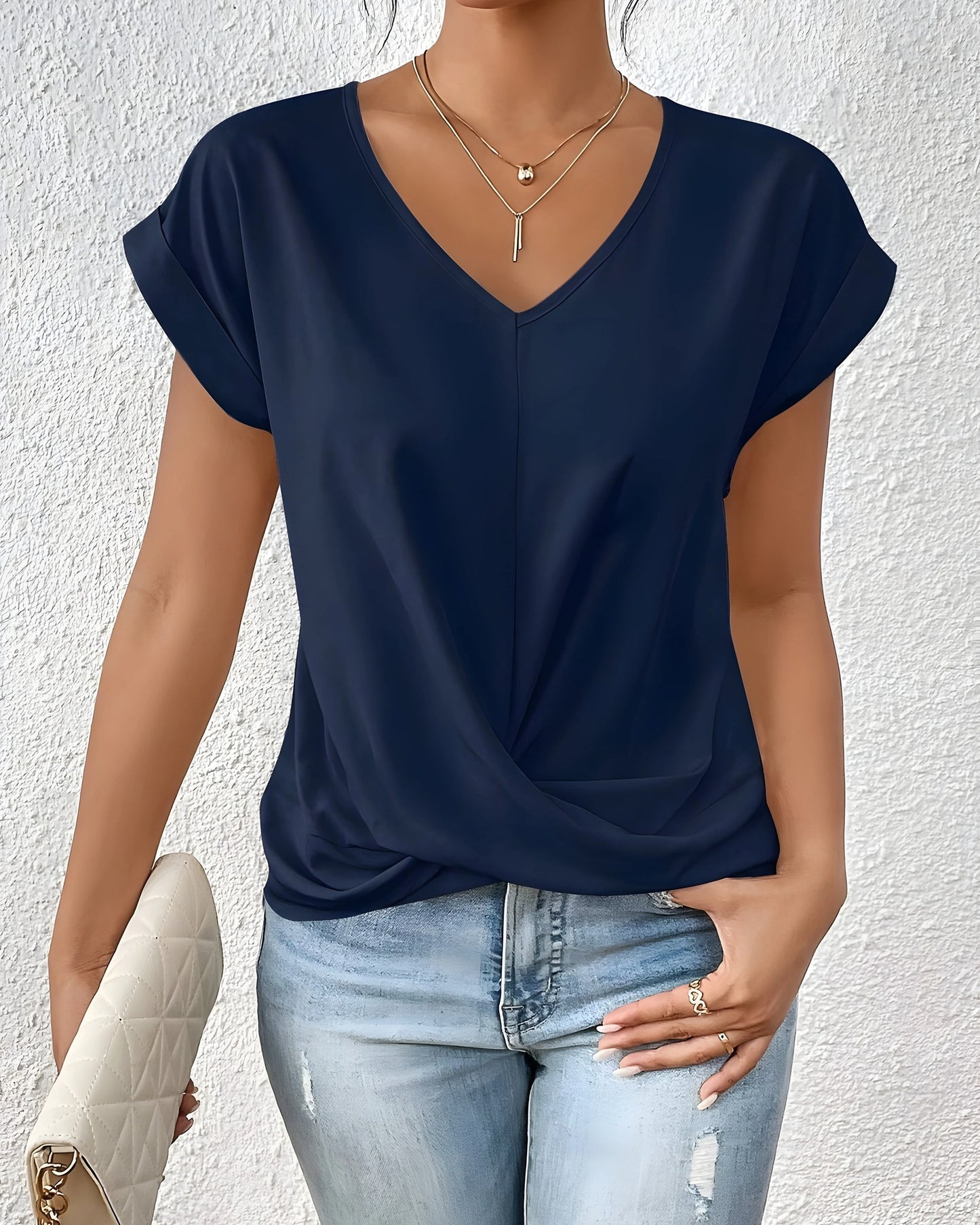 Savine Dames Top | V-Hals | Overslag Detail