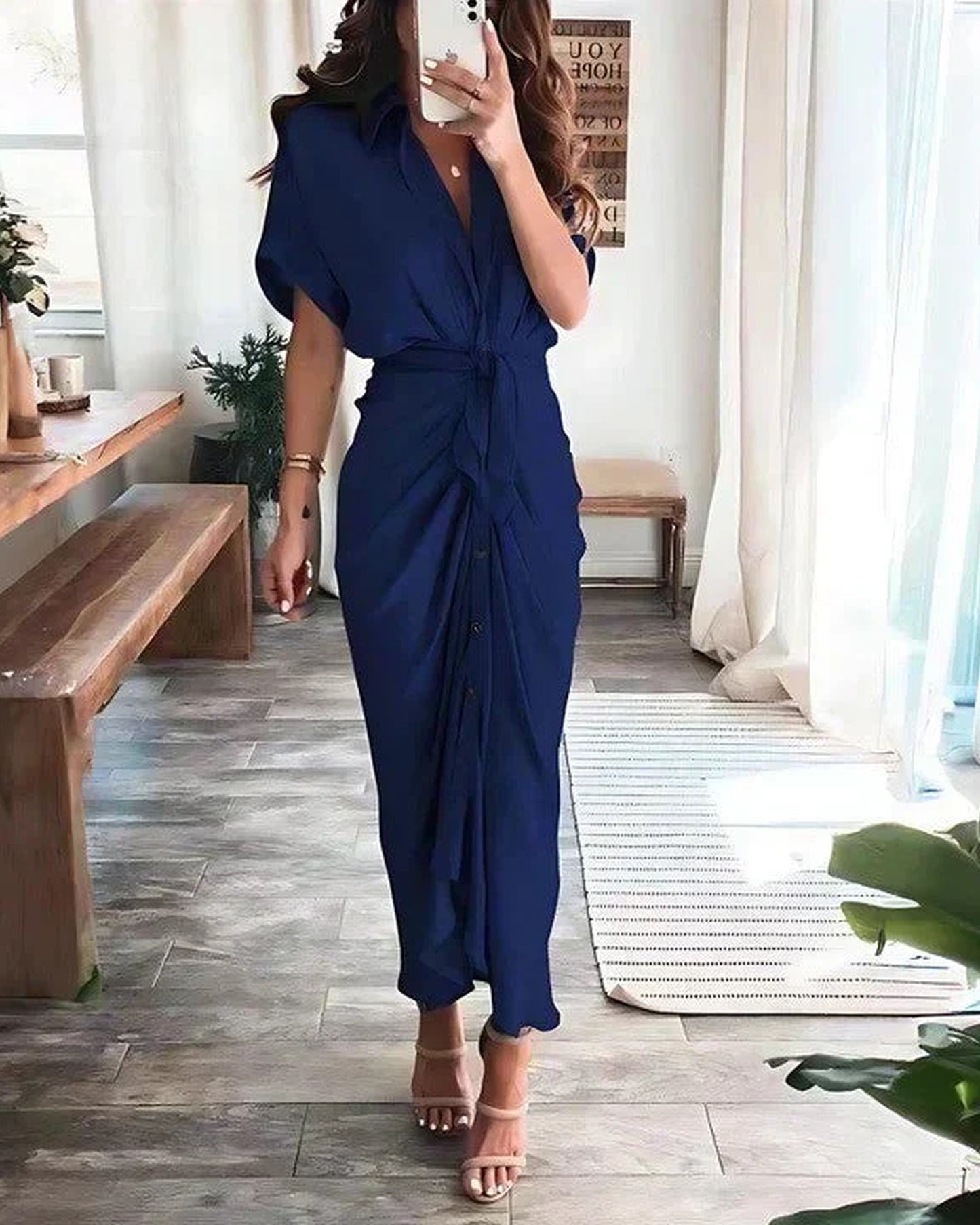 Marianne Women's Midi Dress | Wrap Design | Short Sleeves