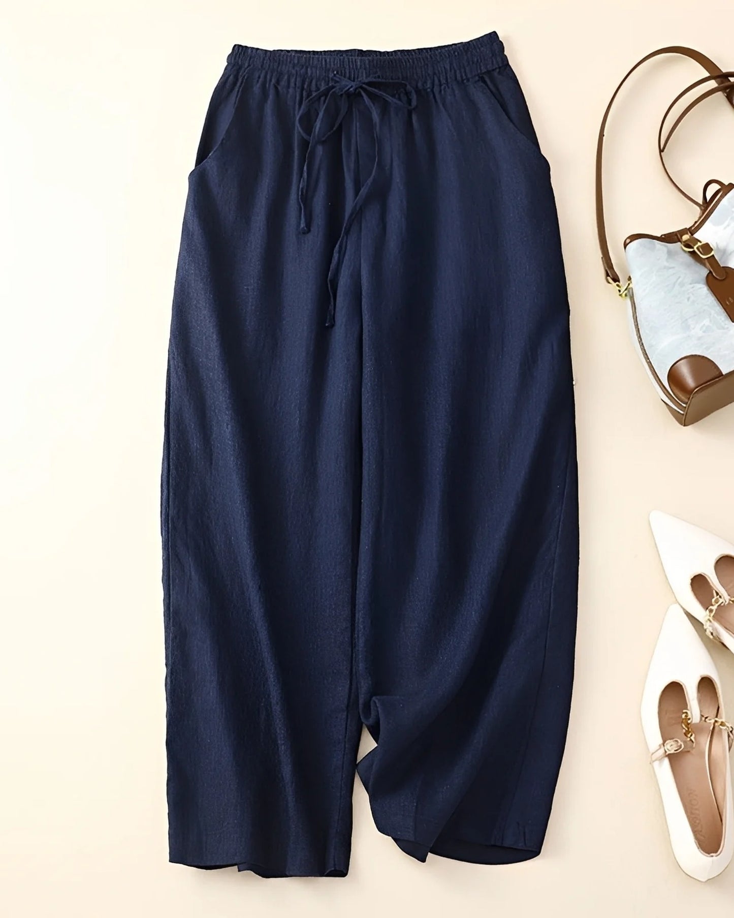 Ysolde Dames Broek | Elastische Taille | Wijde Pijpen