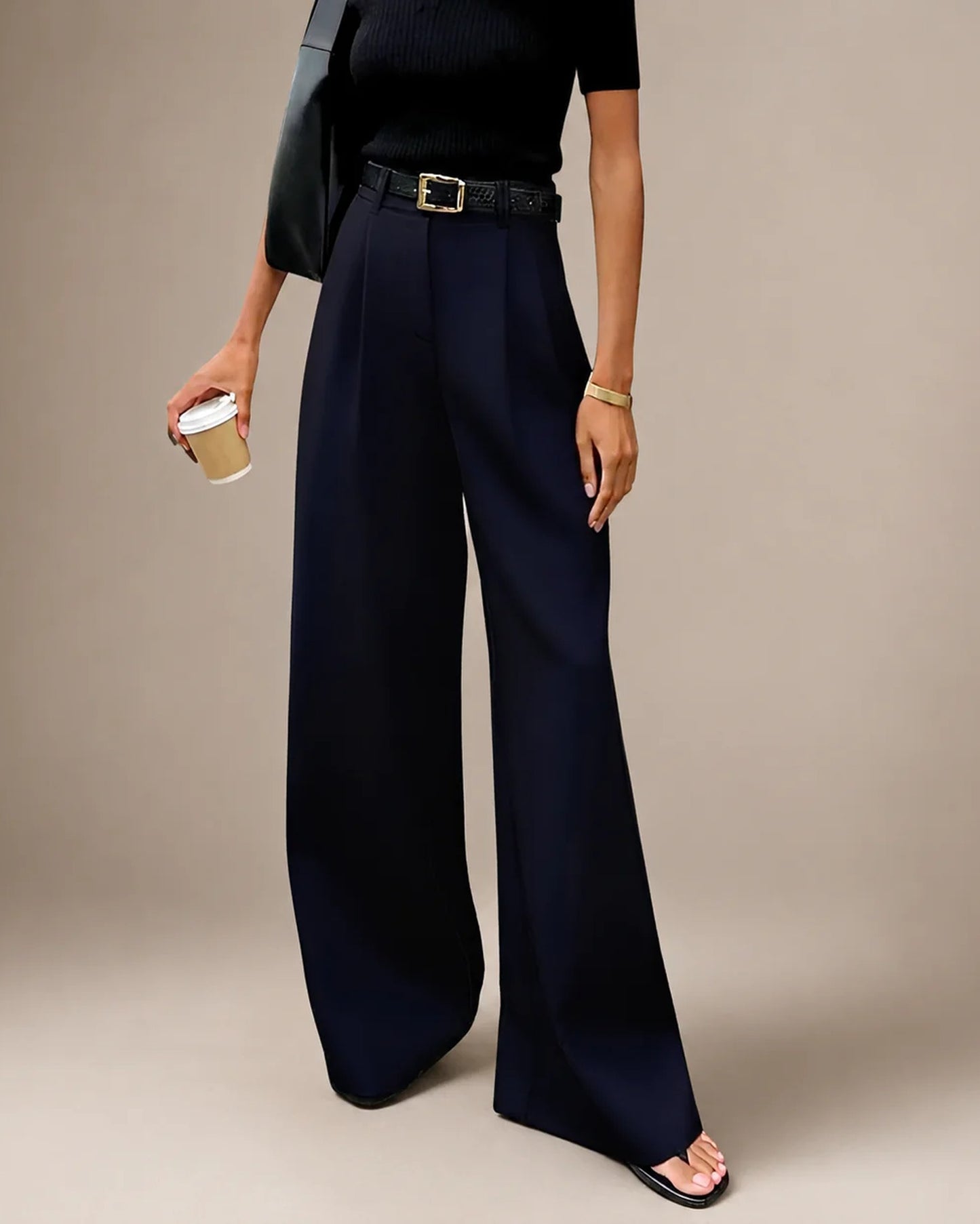 Reine-Marie Dames Broek | Wijde Pijpen | Hoge Taille