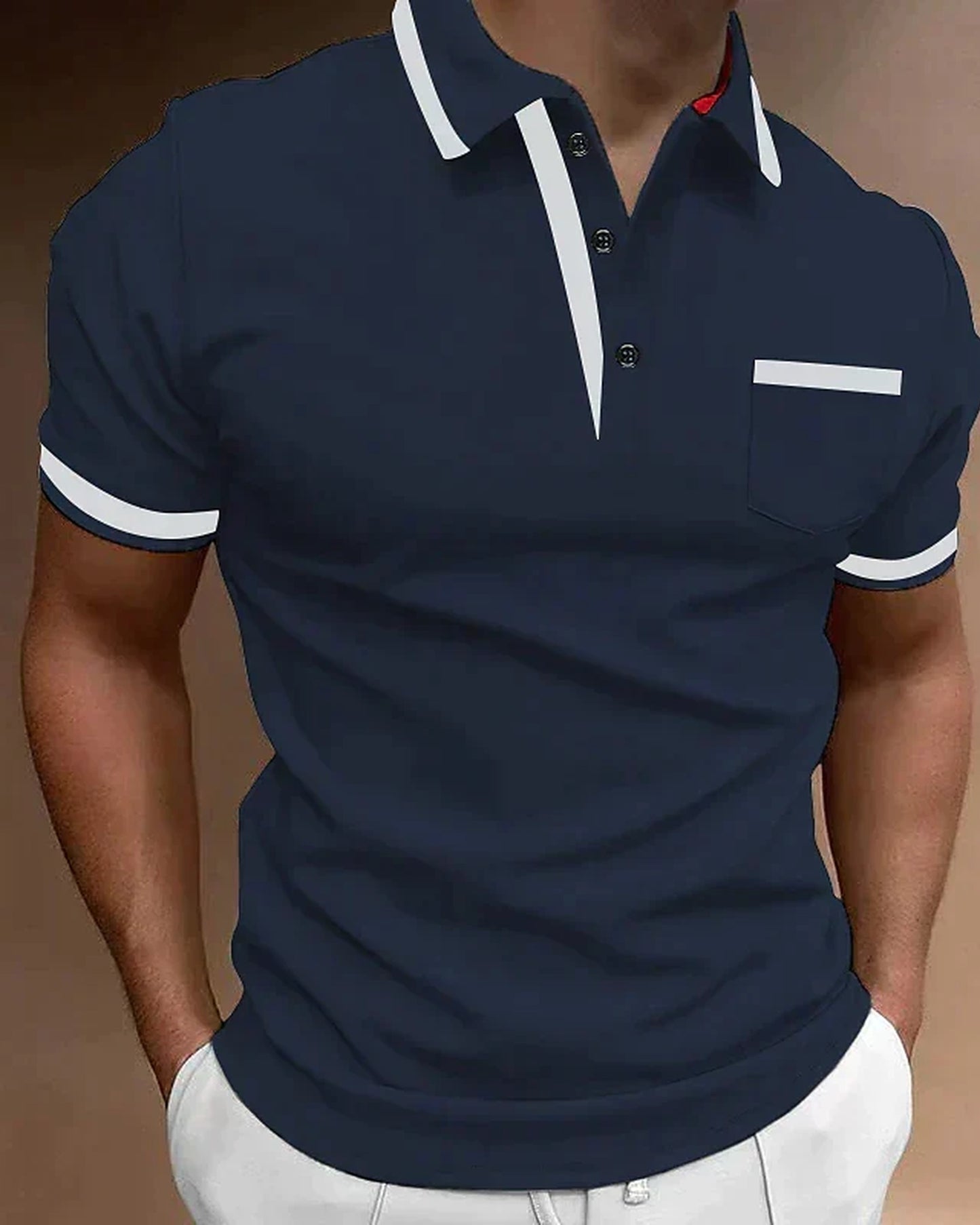 Sandro Heren Polo Shirt | Gestreepte Mouwen | Borstzak Detail