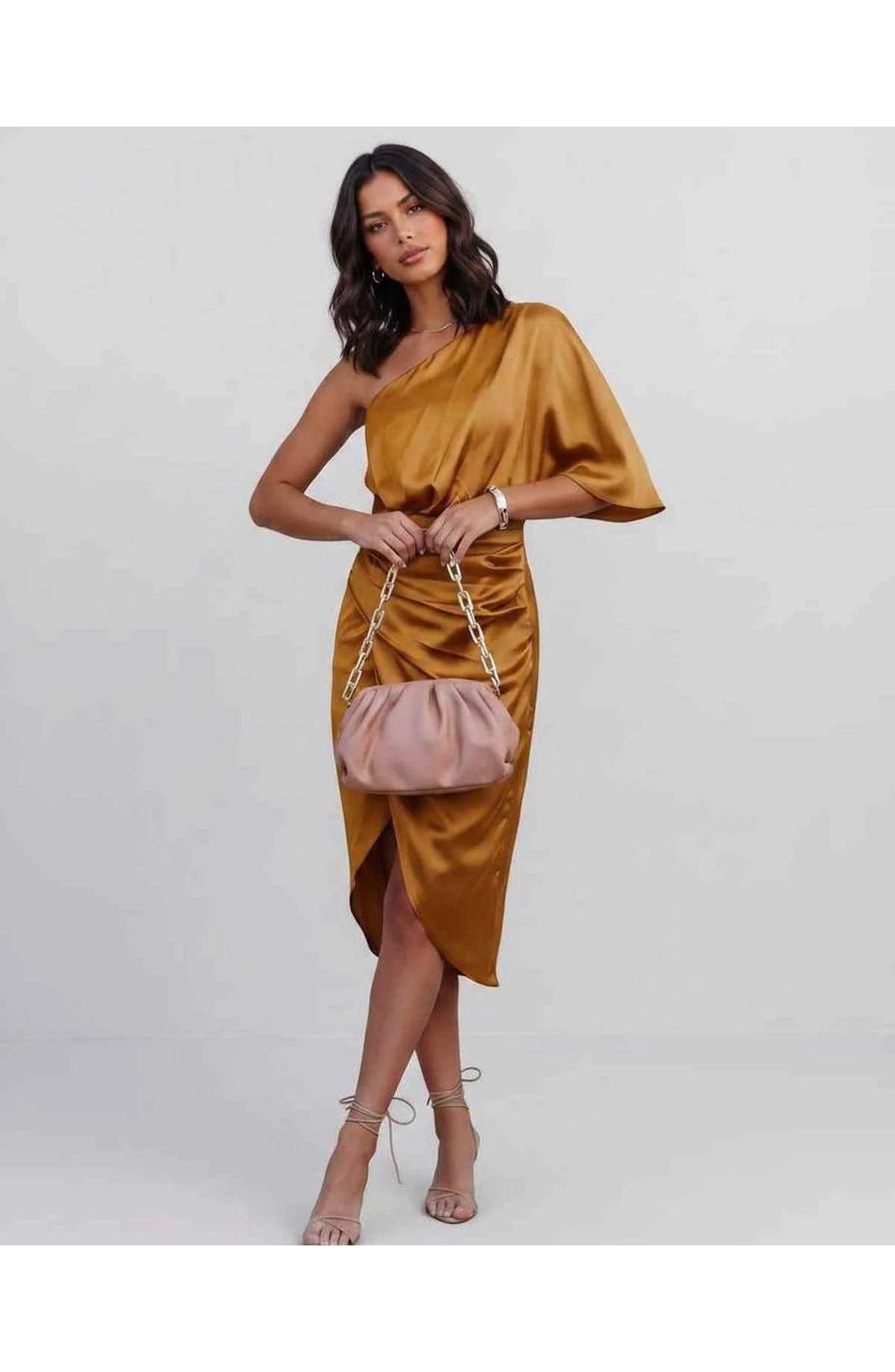 Marguerite Women's Midi Dress | One Shoulder | Layered Fringe