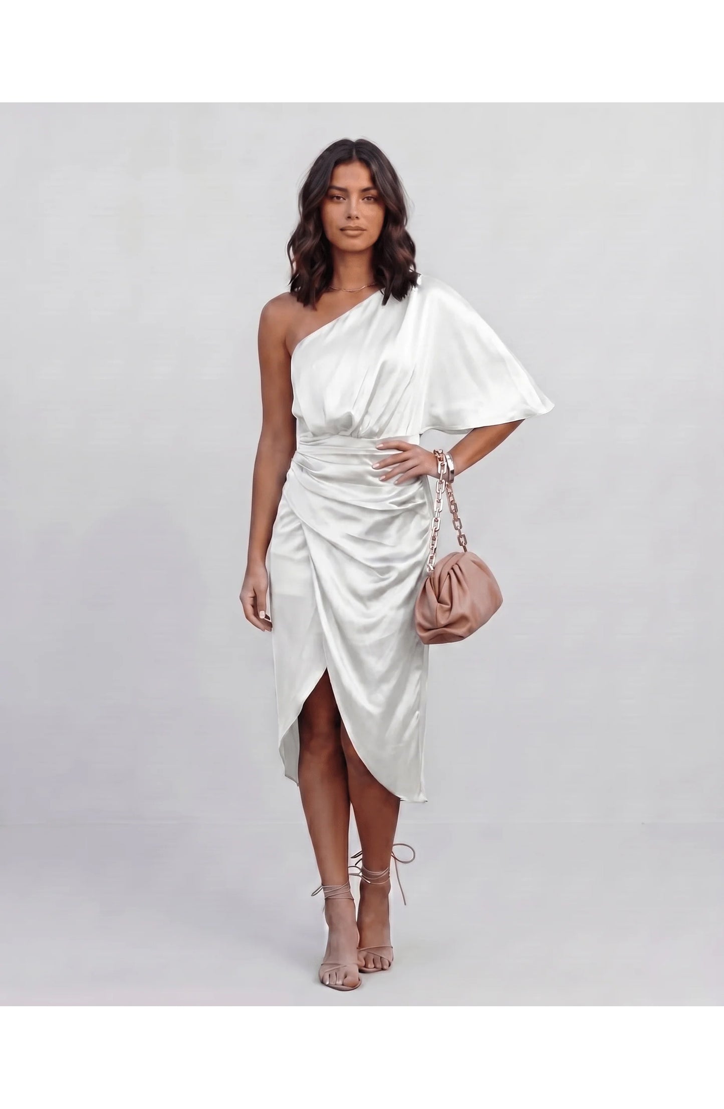 Marguerite Women's Midi Dress | One Shoulder | Layered Fringe