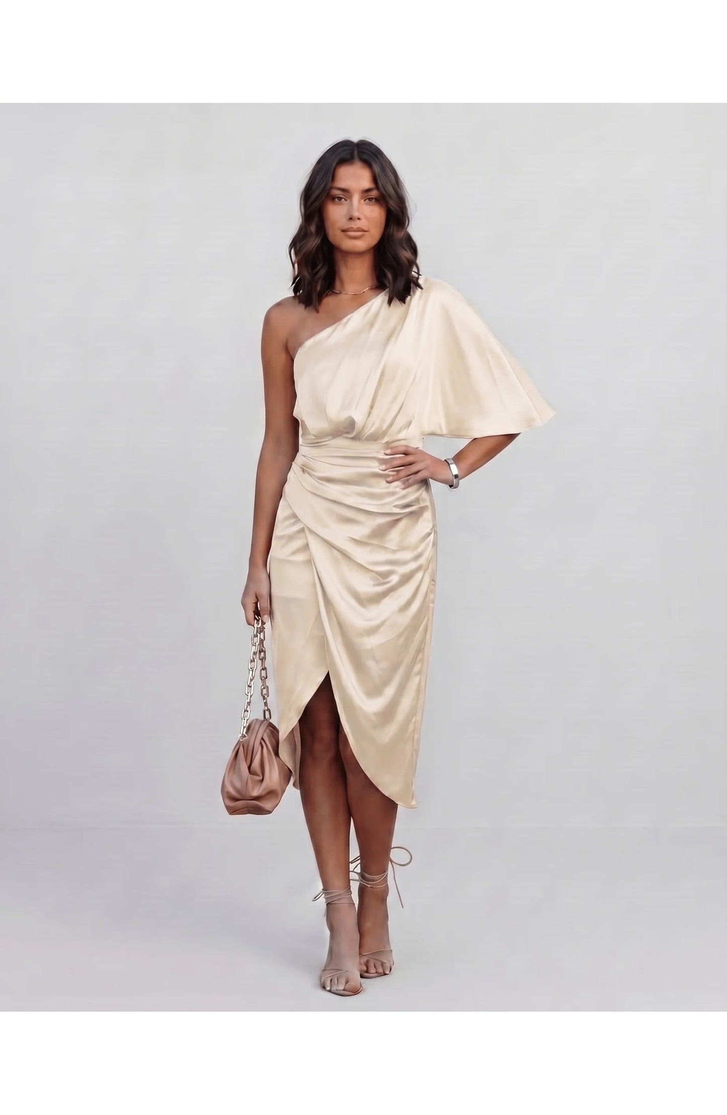 Marguerite Women's Midi Dress | One Shoulder | Layered Fringe