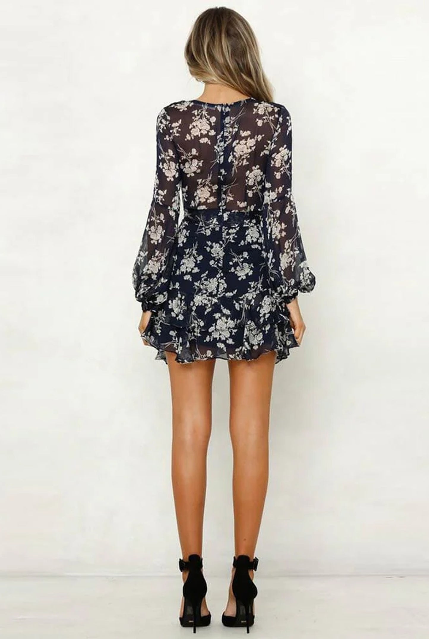 Léonille Dames Midi Jurk | V-Hals | Bloemenprint