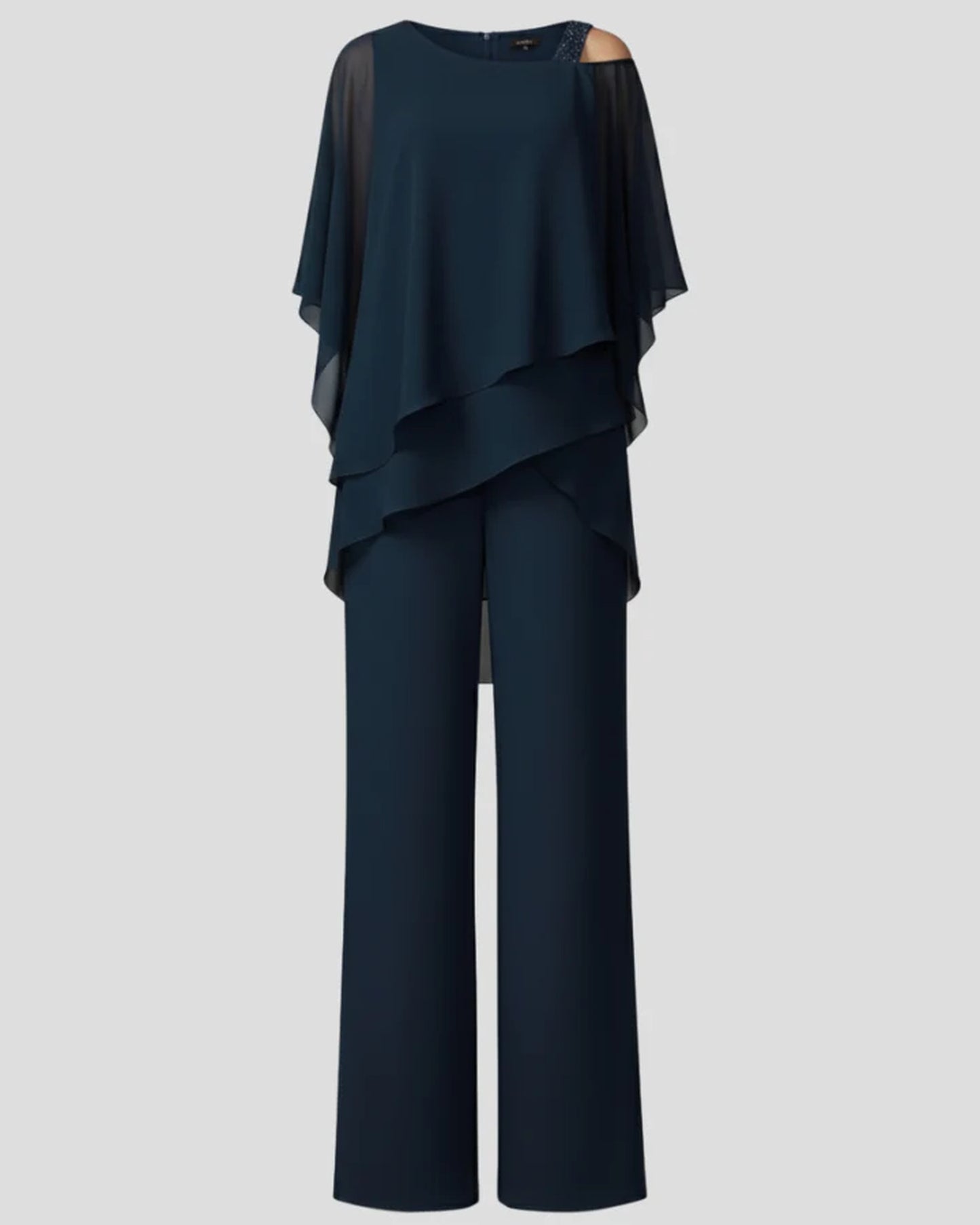 Aglaé Women's Jumpsuit | Cold-Shoulder Detail | Asymmetric Overlay