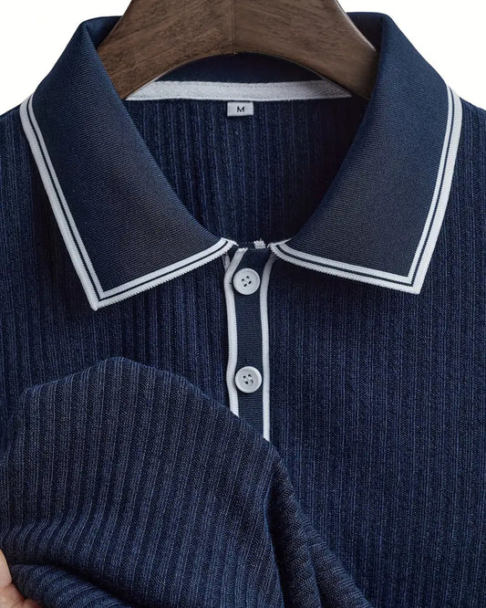 Graziano Heren Polo Shirt | Geribbelde Textuur | Contrasterende Boordafwerking