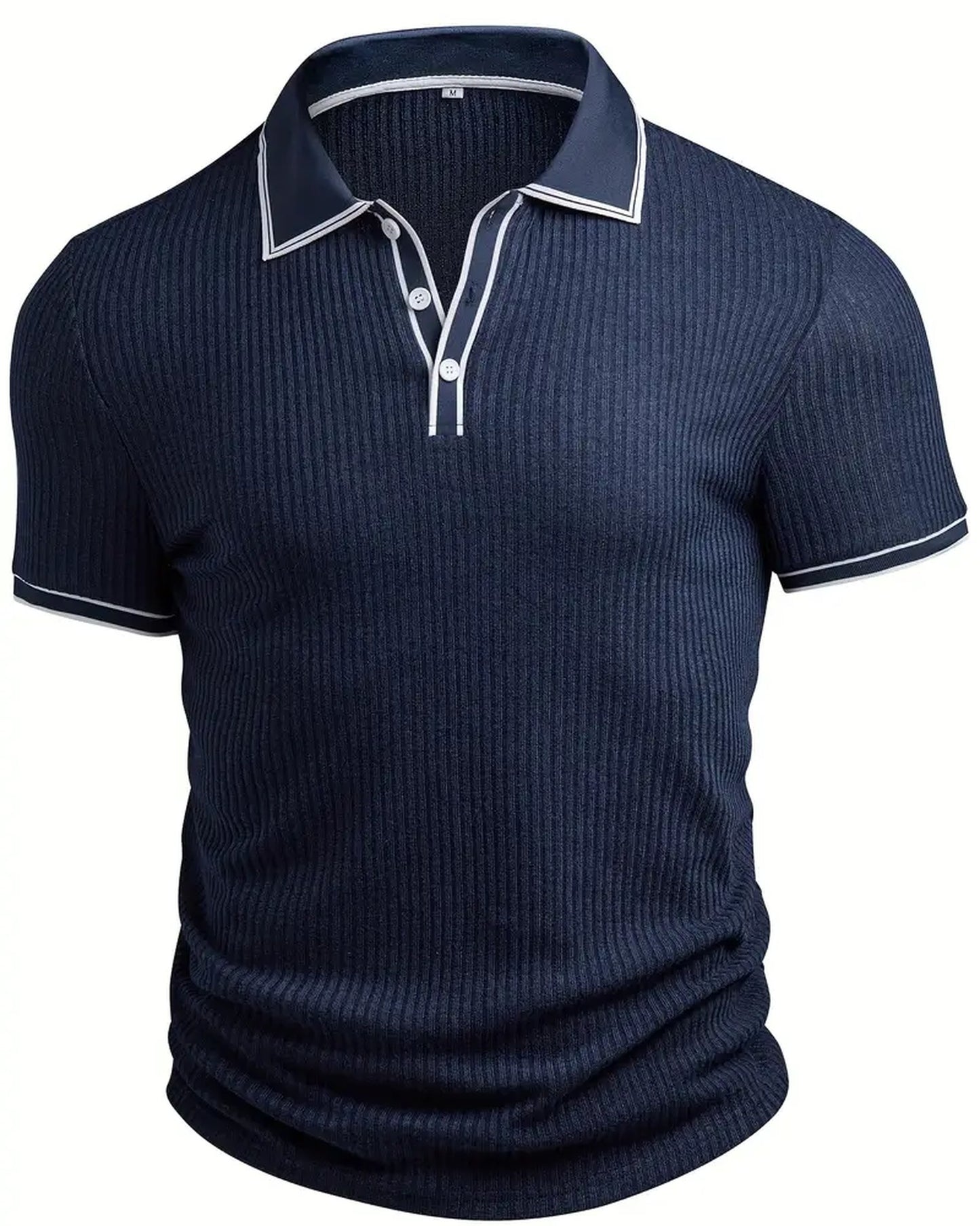 Graziano Heren Polo Shirt | Geribbelde Textuur | Contrasterende Boordafwerking