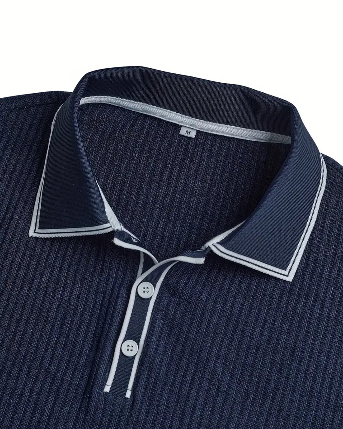Graziano Heren Polo Shirt | Geribbelde Textuur | Contrasterende Boordafwerking