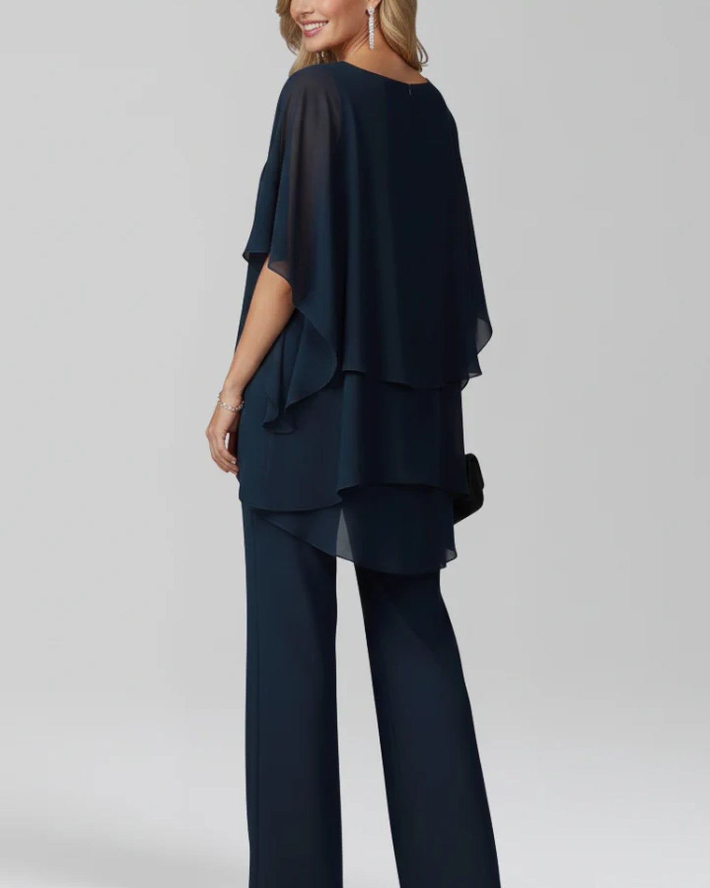 Algonde Dames Jumpsuit | Cold-Shoulder Detail | Asymmetrische Chiffon Overlay