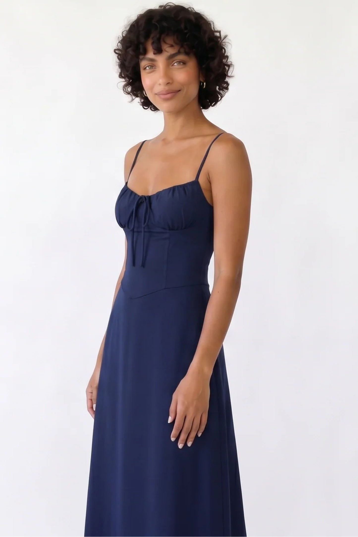 Lilou Dames Maxi Jurk | Strikdetail Bustier | Spaghettibandjes