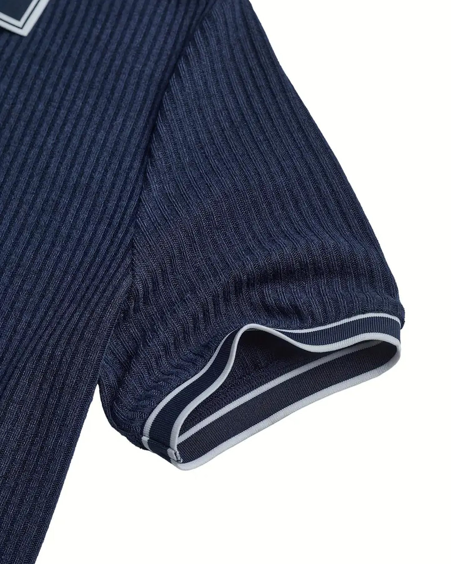 Graziano Heren Polo Shirt | Geribbelde Textuur | Contrasterende Boordafwerking