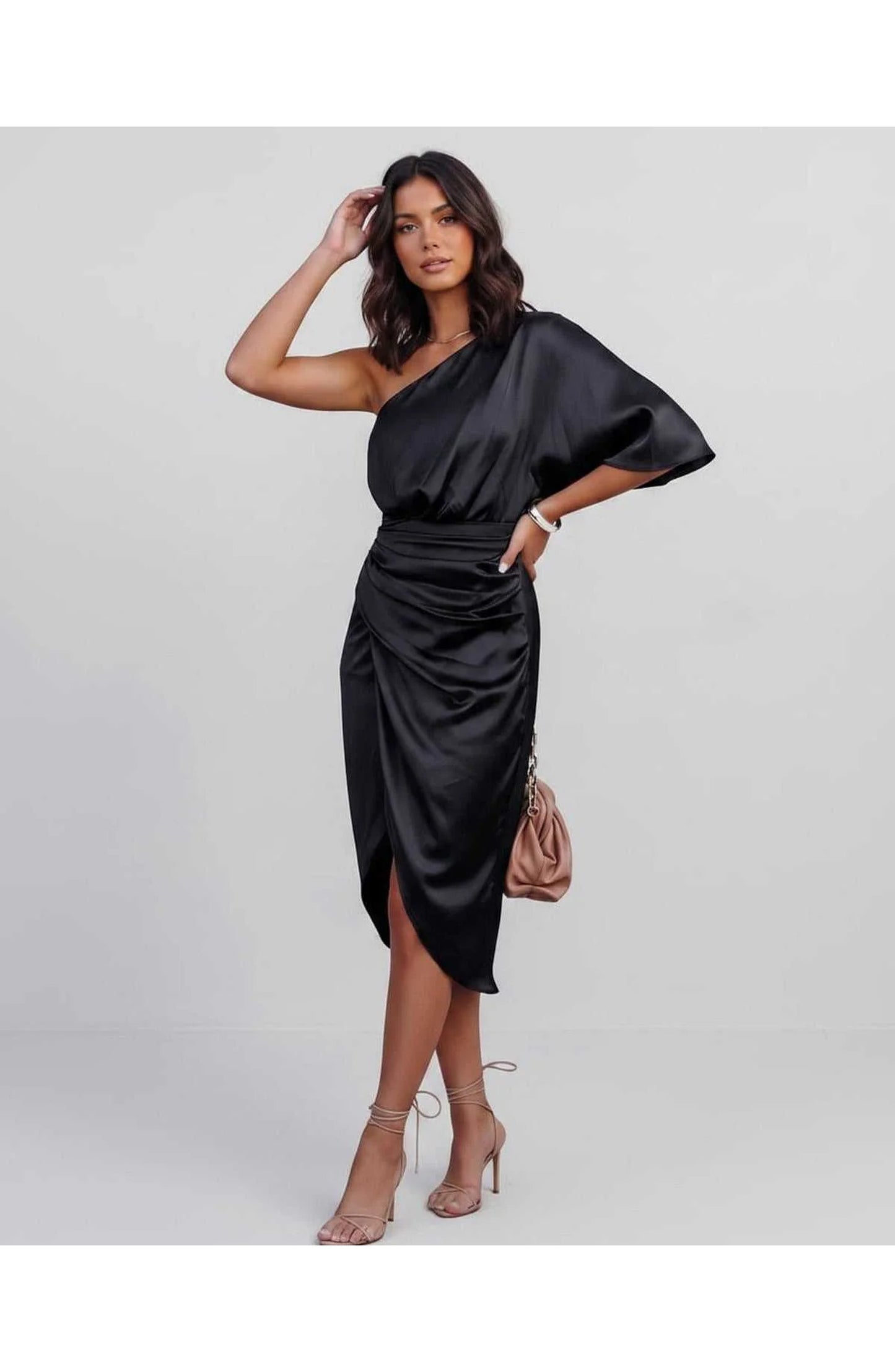 Marguerite Women's Midi Dress | One Shoulder | Layered Fringe