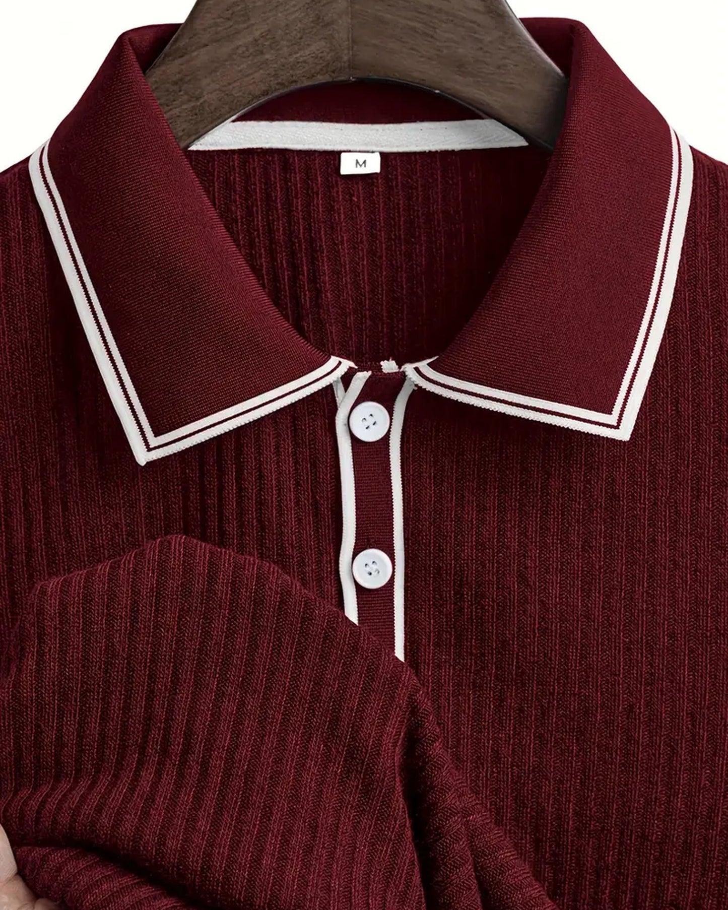 Graziano Heren Polo Shirt | Geribbelde Textuur | Contrasterende Boordafwerking