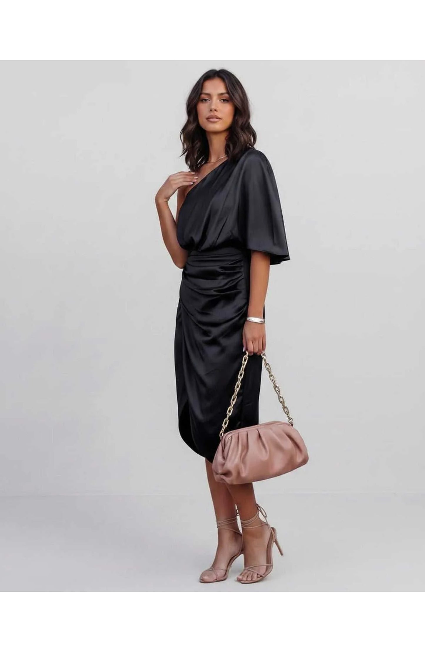 Marguerite Women's Midi Dress | One Shoulder | Layered Fringe