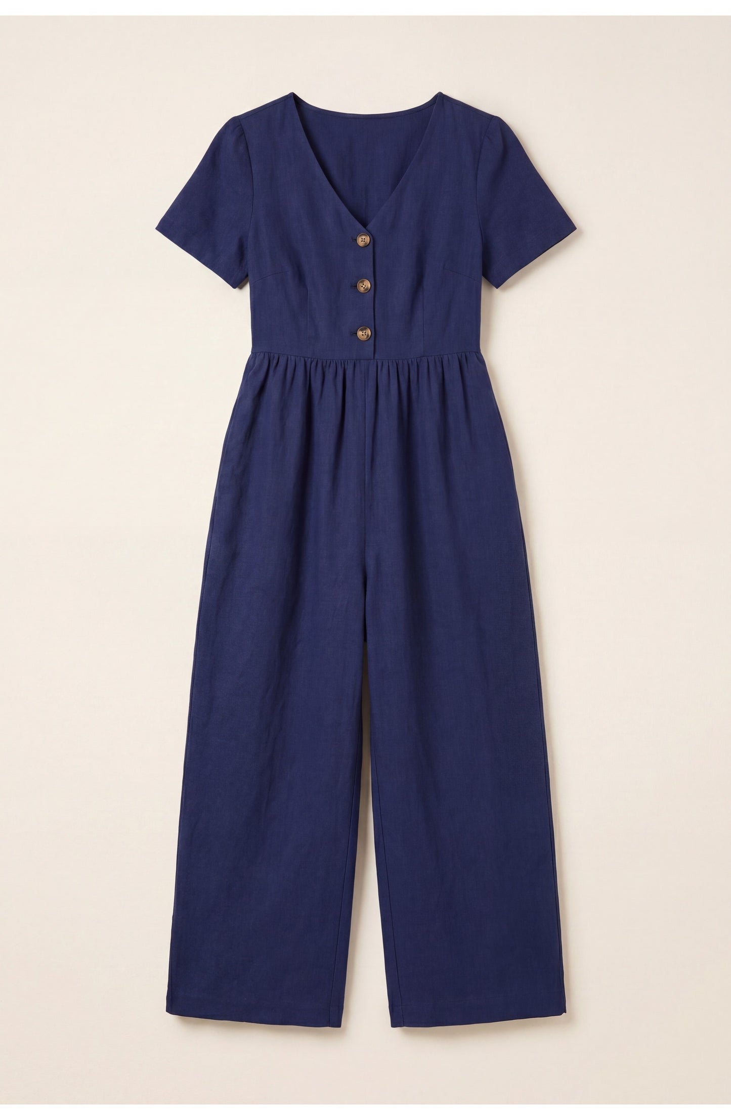 Régine Dames Jumpsuit | V-Hals met Knopen | Hoge Taille