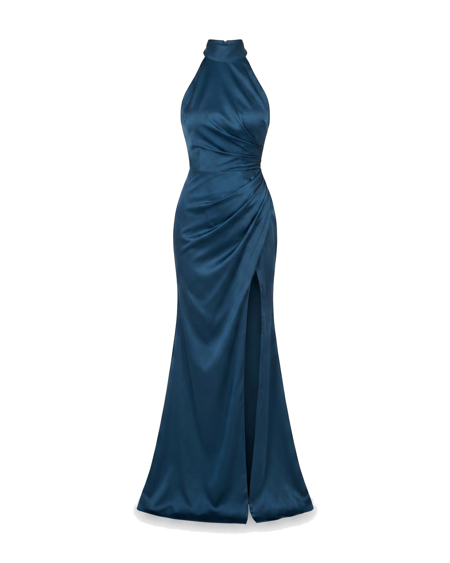 Aurélie Women's Maxi Dress | Halter Neck with High Slit | Satin Look