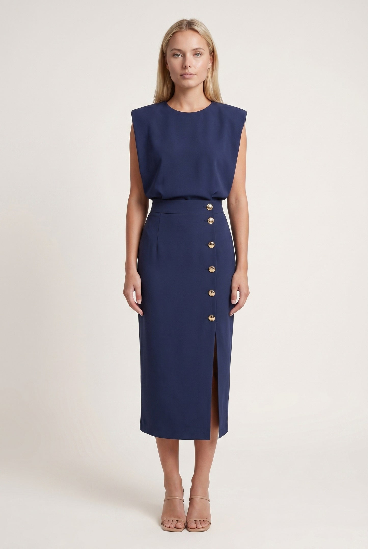 Ninon Women's Midi Dress | Button Detail Split | Split