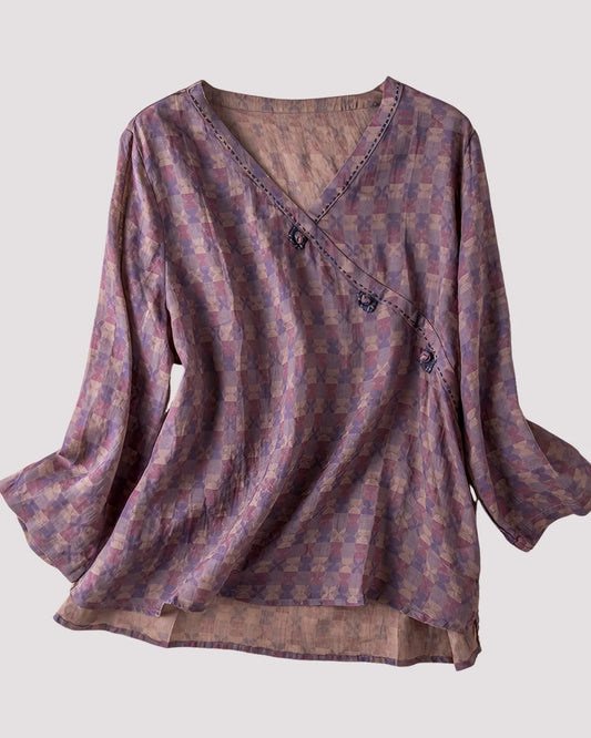 Nicolle Dames Top | V-Hals | Blomsterprint