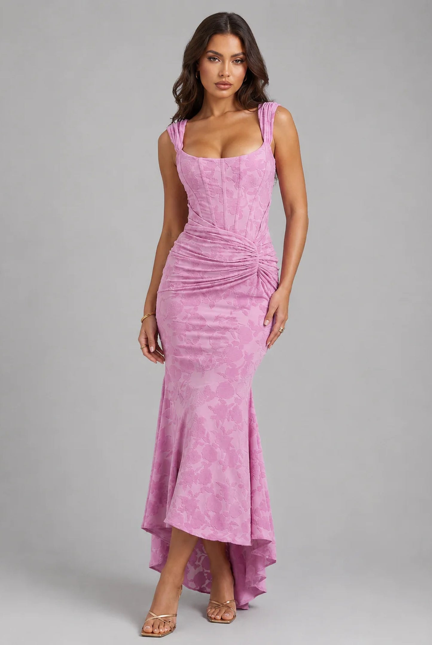 Liliane Dames Maxi Jurk | Corset Lijfje | Ruched Zijdetail