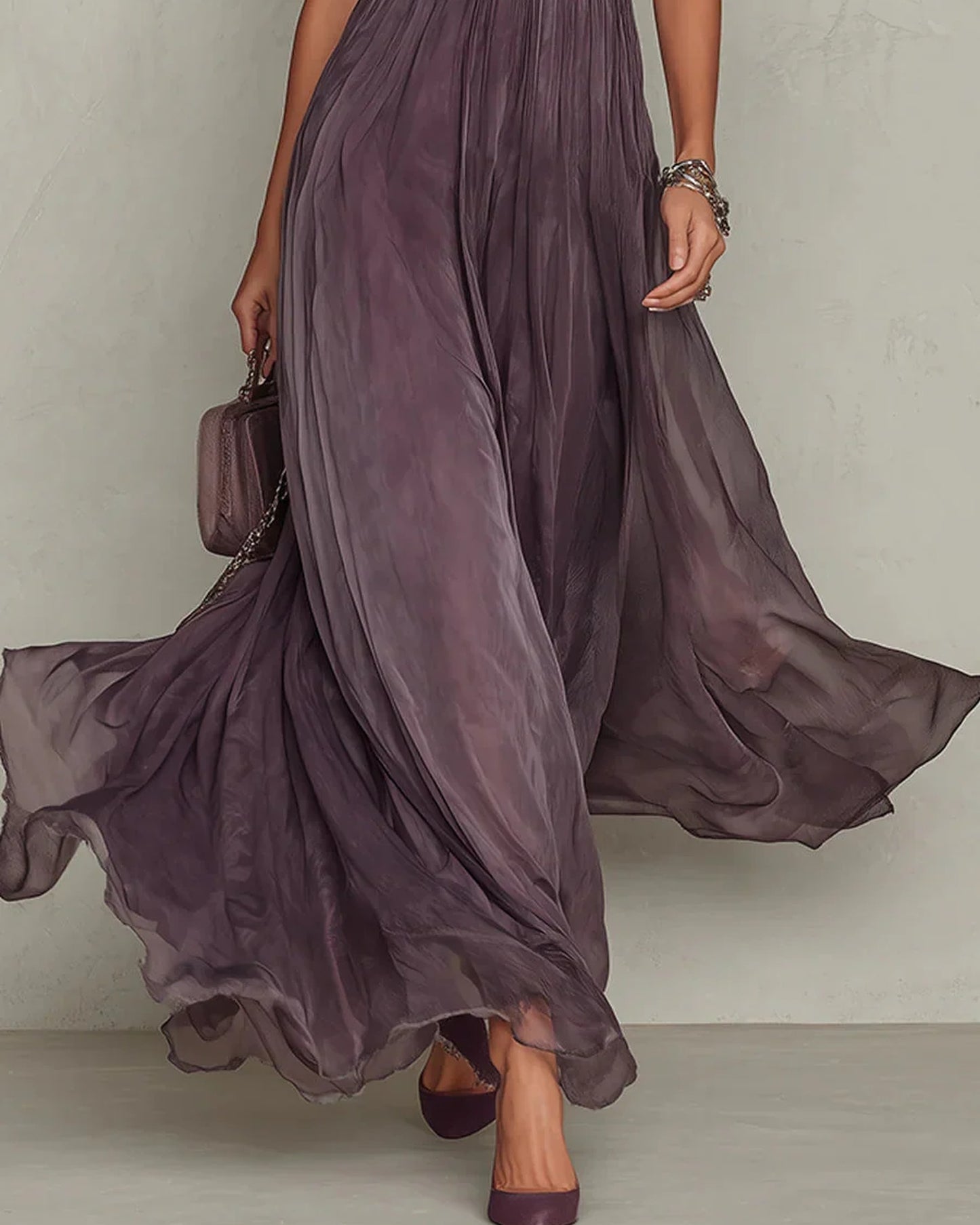Cristina Dames Maxi Jurk | Korte Mouwen | Kantdetail