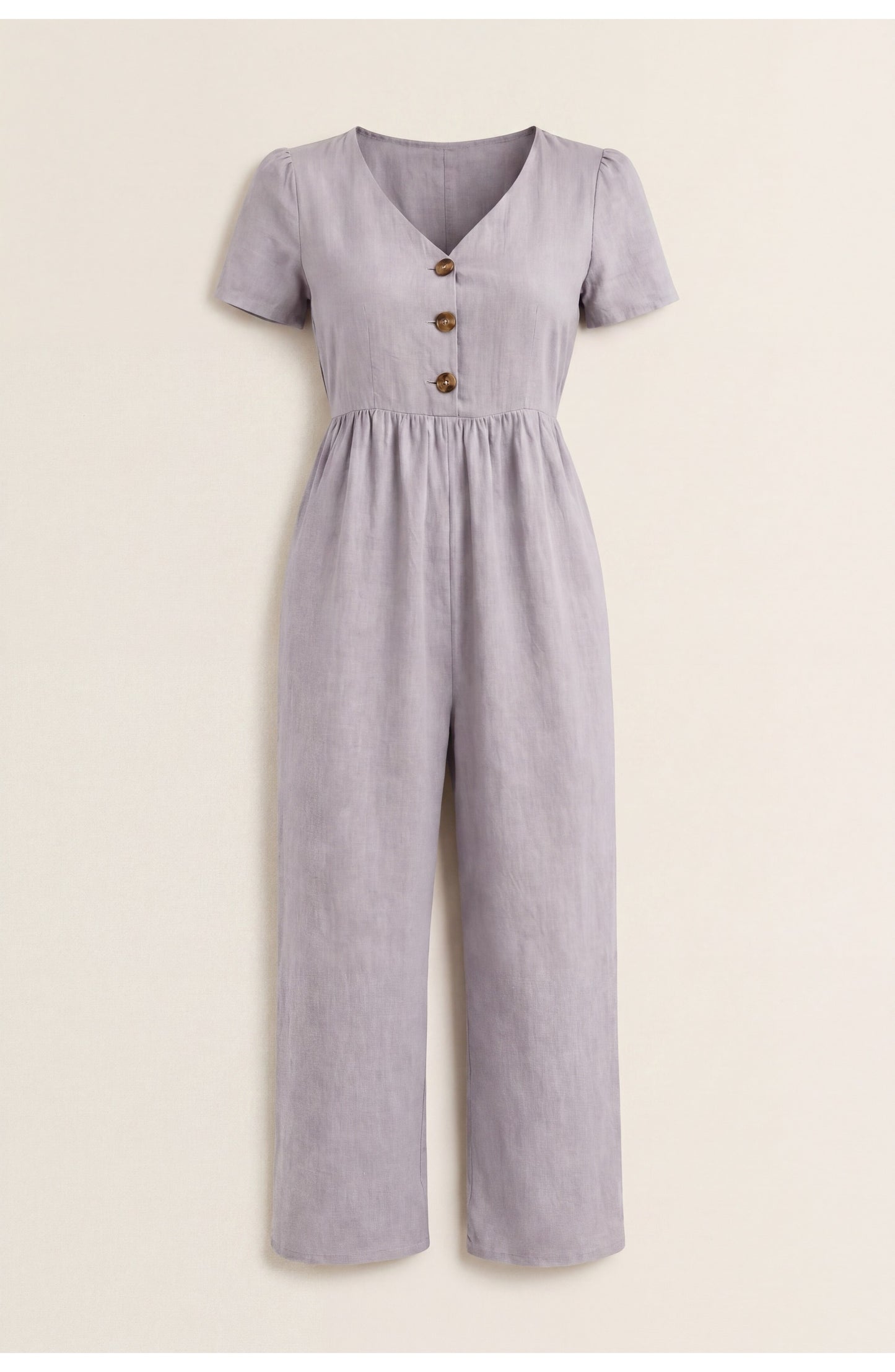 Régine Dames Jumpsuit | V-Hals met Knopen | Hoge Taille