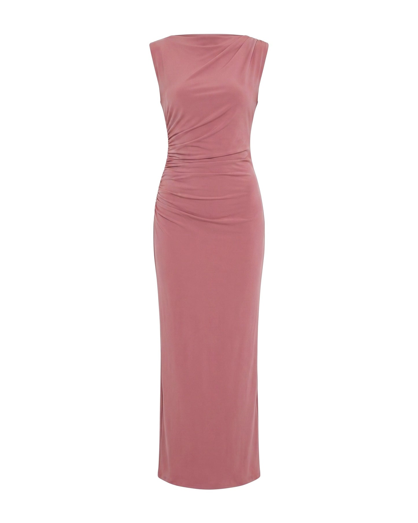 Martine Dames Midi Jurk | Gedrapeerde Taille | Ronde Halslijn