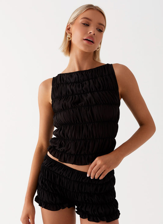 Messina Cropped Ruched Set – Top en Shorts 1